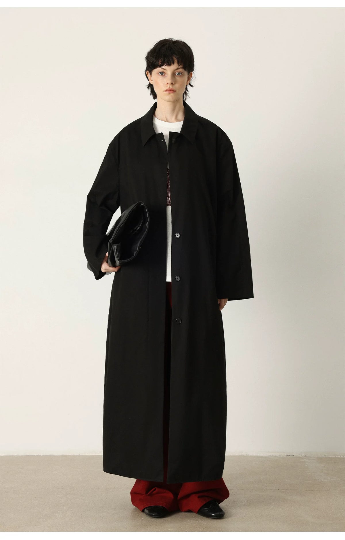 THESOONG/Minimalist Re-shaping 100% Cotton Heavy Washed Double Soft Line-Sense Trench Coat 6899