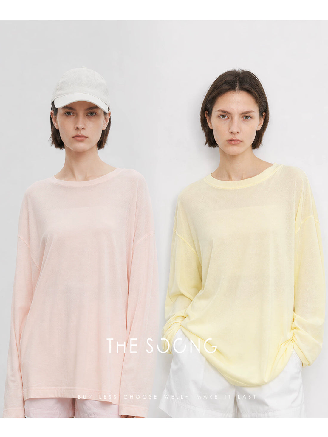 THESOONG/Cocoon T Simple Basic 100% Paper-Feel Cotton Round Neck Loose Solid Long Sleeve T-Shirt for Women 8819