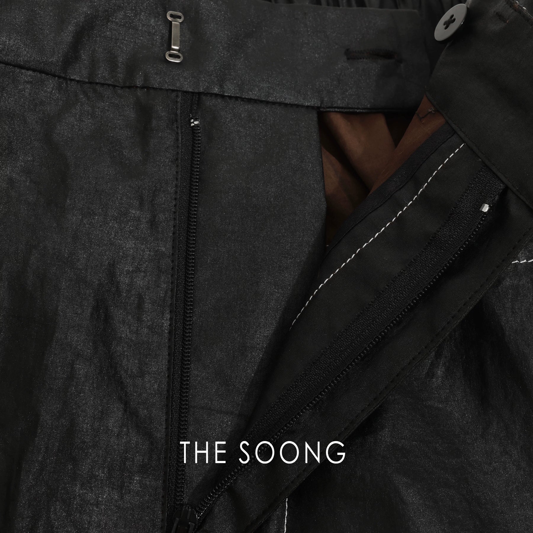 THESOONG/Light and shadow flow summer thin 25 momme Xiangyun silk high-waist color-block wide-leg pants for women 8658