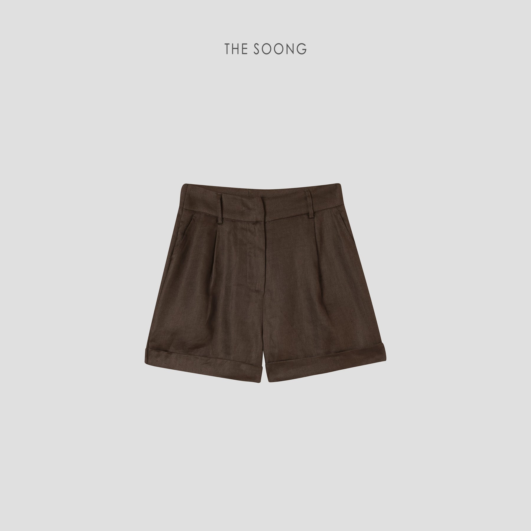 THESOONG/French Vintage 100% Selected Linen Minimal Mid-Waist Slim A-Line Casual Blazer Shorts