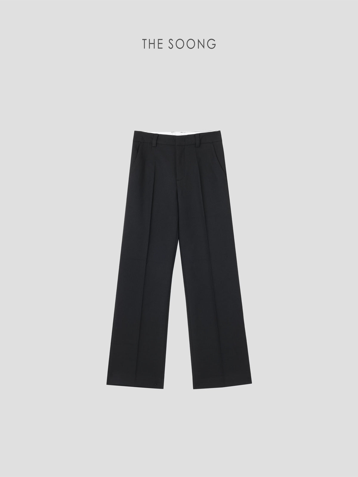 THESOONG/Private Style Suit Pants Wool Blend Mid-Waist Zipper Straight Black Fashion Pants for Women 9108