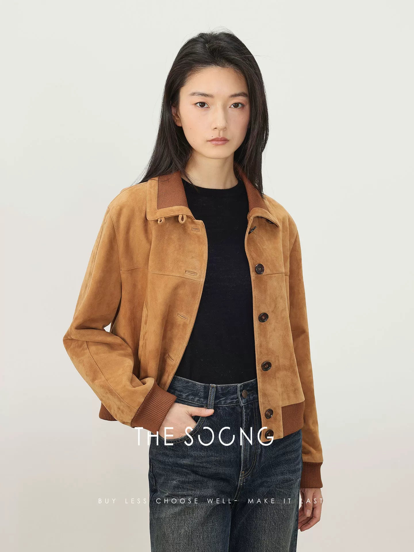 THESOONG / Spring New Ethiopia Imported Hybrid Sheepskin Suede Women's Leather Jacket 8572
