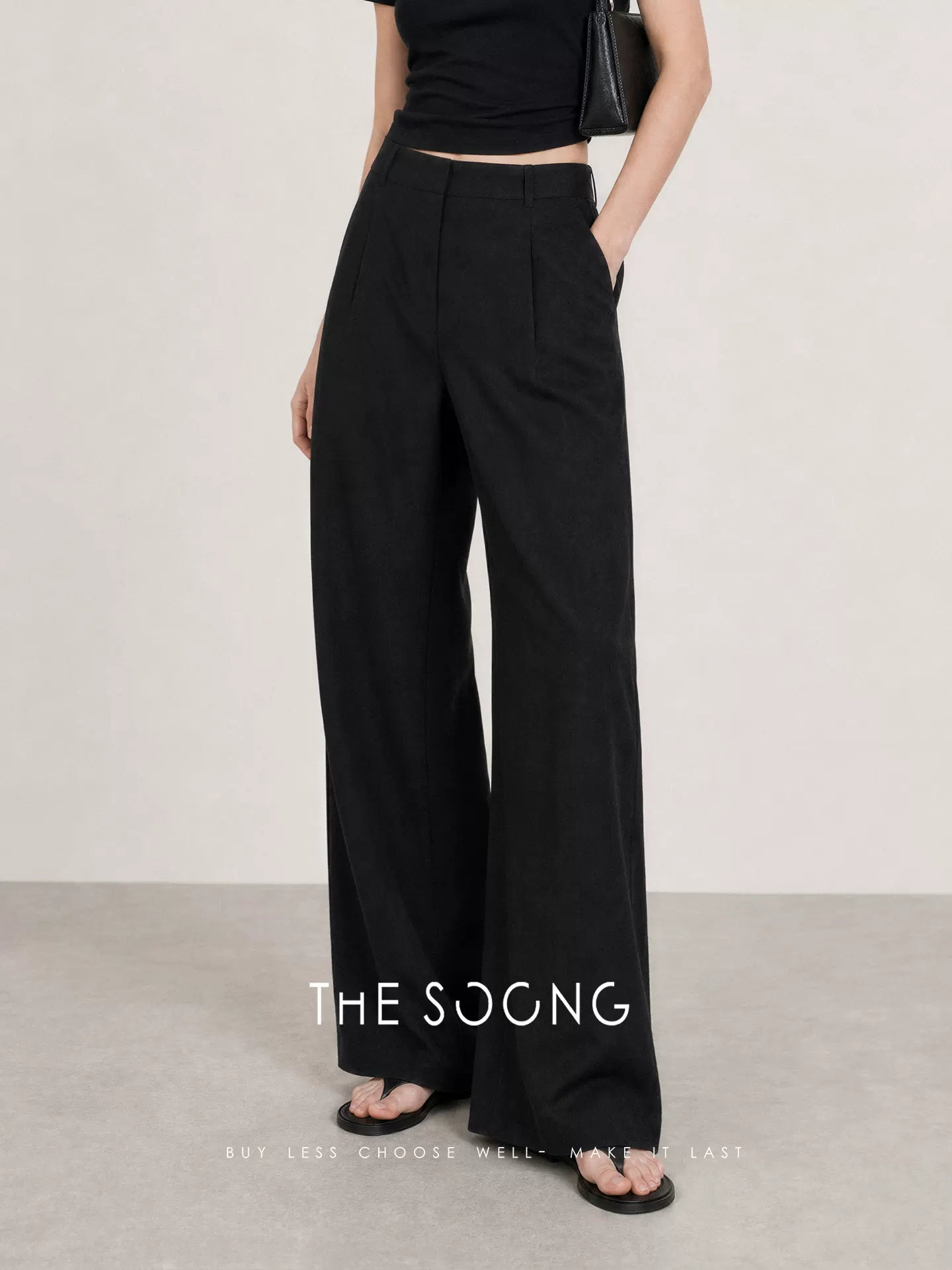 THESOONG/Lazy Wrinkle Summer 100% Linen Washed Soft Breathable Textured Wide-Leg Pants for Women 9122