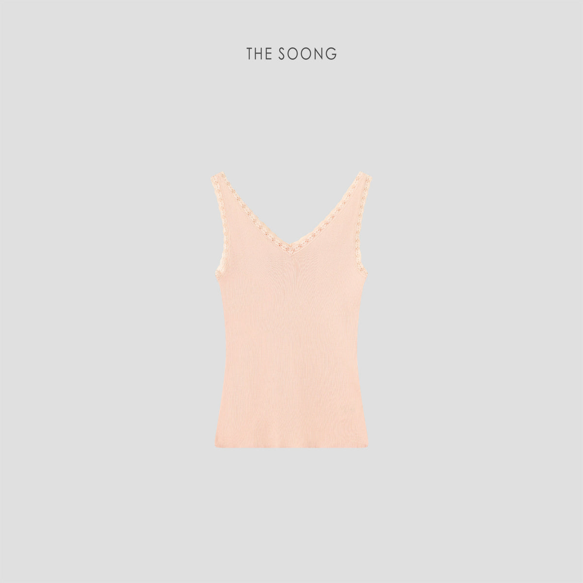 THESOONG/Lyocell Mulberry V-neck Fixed-Dye Lace Lace Groove Knit Camisole for Women 9404