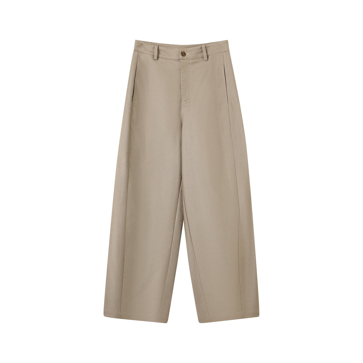 THESOONG/Simple Line Pants Relaxed Glossy Structured Draped Loose Slimming Slanted Cut Casual Trousers, Women 6882
