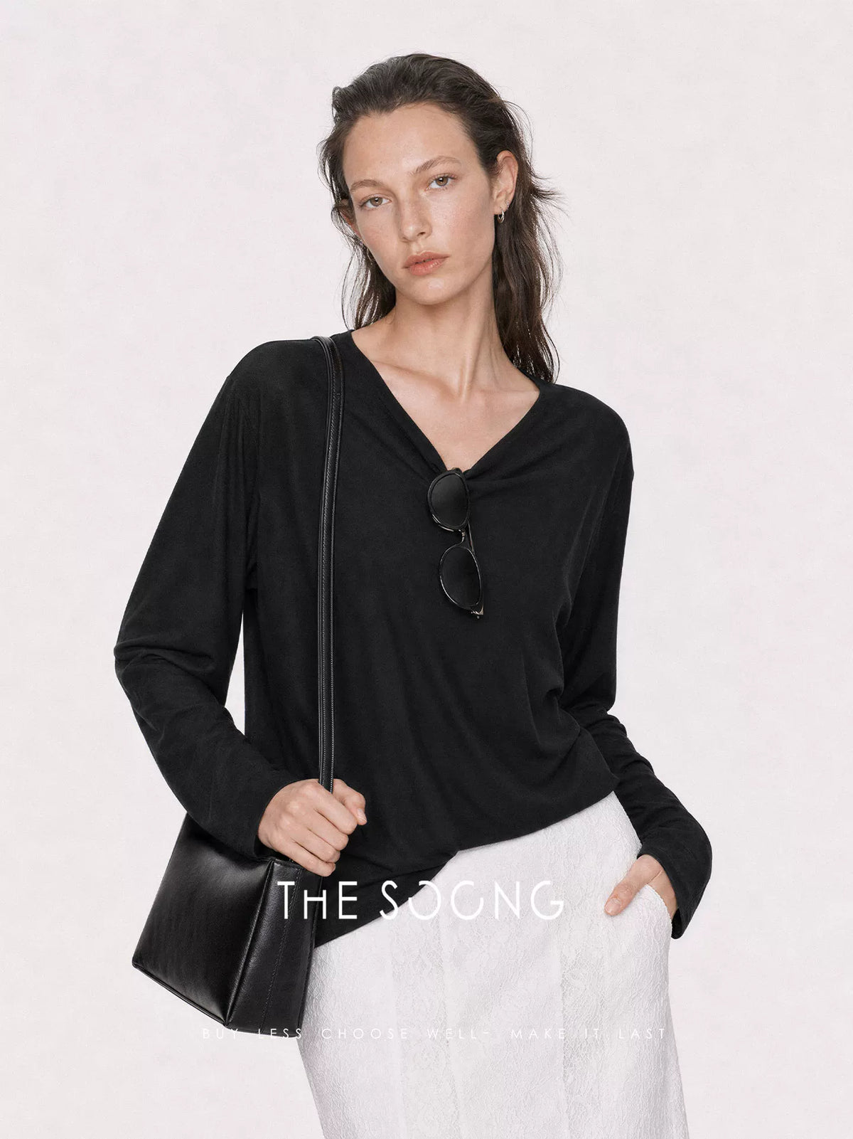 THESOONG / Summer Savior Tencel Linen Blend Silky Draped Anti-Pilling Breathable Long Sleeve T-Shirt 9121