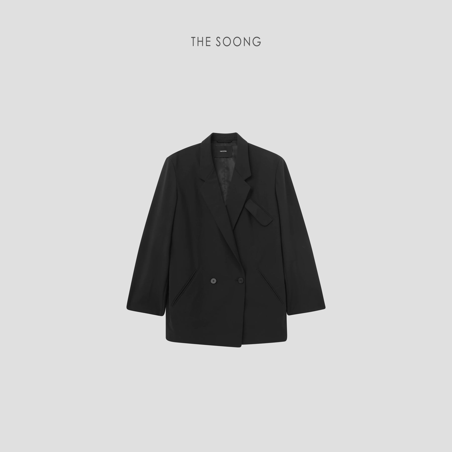 THESOONG/Notched lapel niche high-end feel fine wool comfortable double-breasted blazer for women 7454