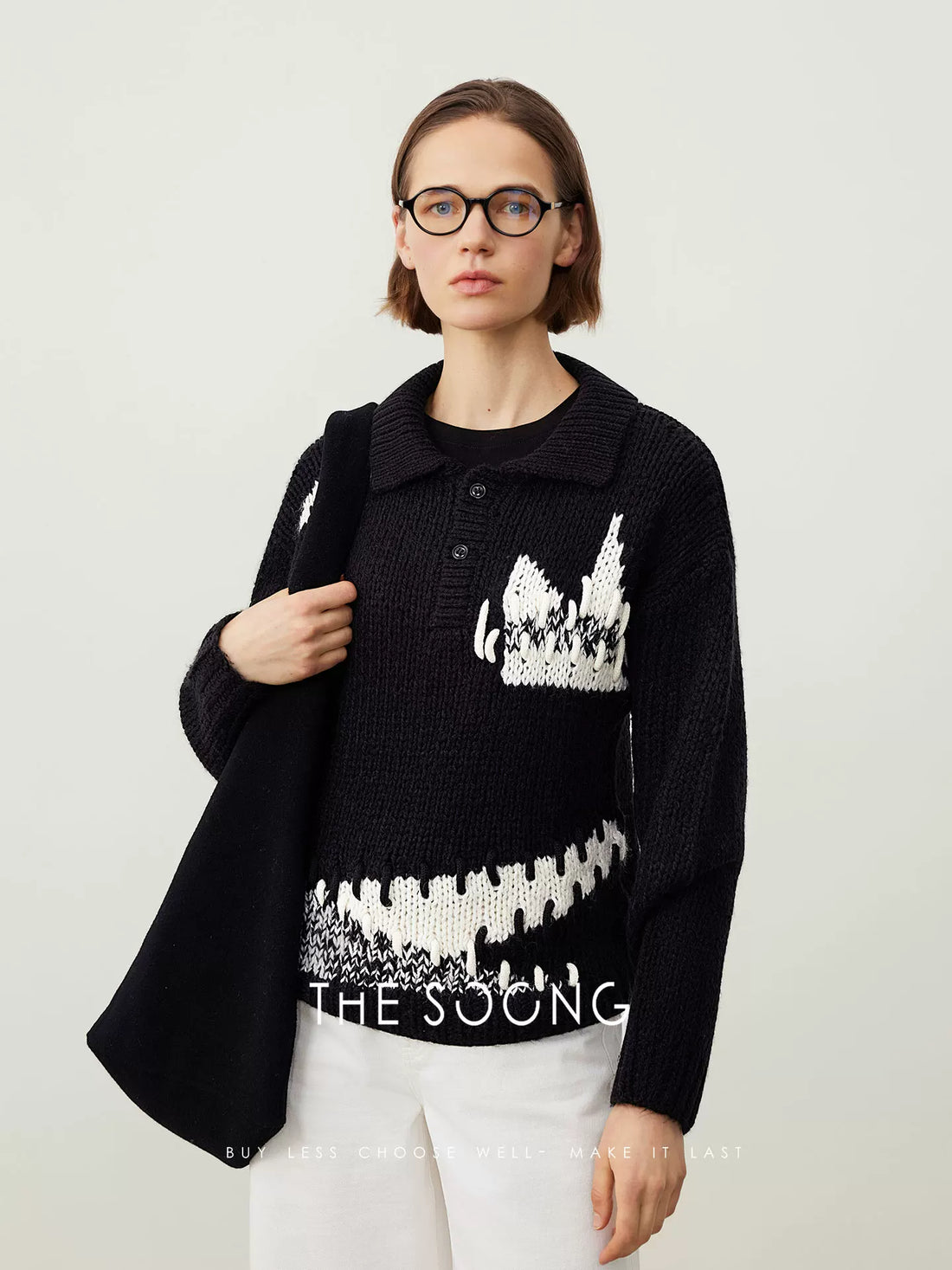 THESOONG/Sheep Wool POLO Collar Autumn/Winter Sweater Women Long Sleeve Pullover HBMY7211