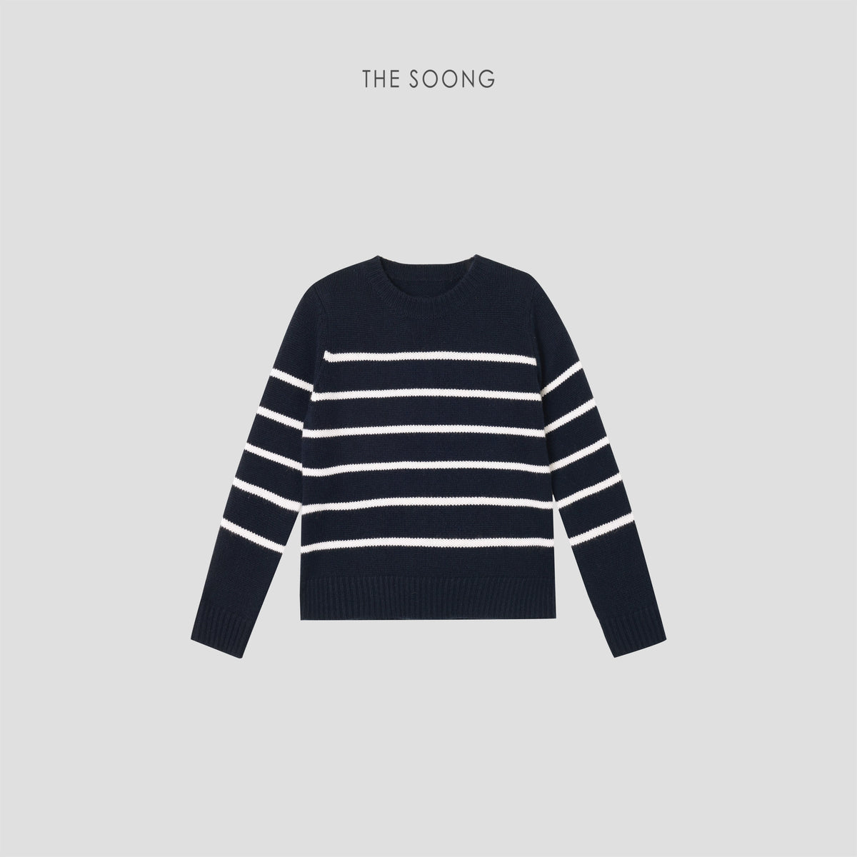 THESOONG/Hai Xu Sweater Consinee 100% Cashmere Thick Striped Crew Neck Sweater for Women 8982