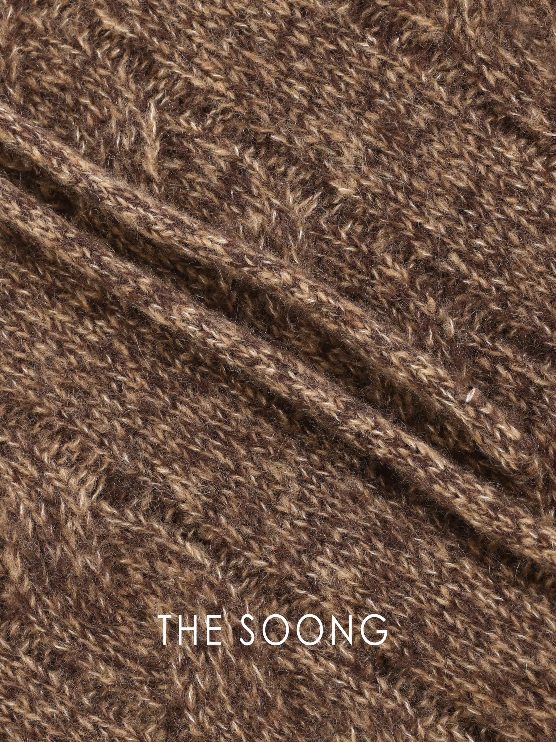 THESOONG/Hot Chestnut vintage cashmere mulberry silk blend high-count gauze half-high neck sweater for women 9559