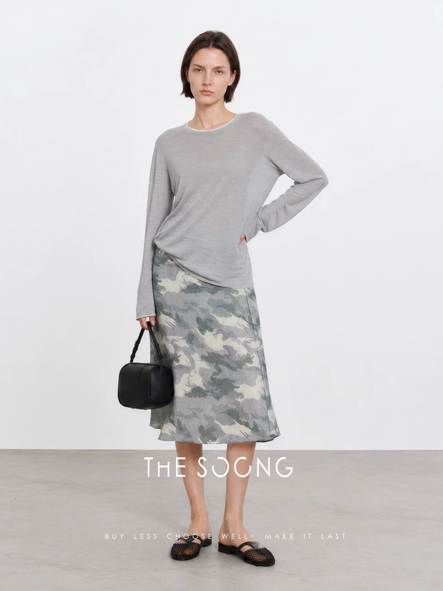 THESOONG/Camouflage Print Mermaid Hem Skirt Women's Summer High Waist Slim Relaxed Mid-length Skirt 9413