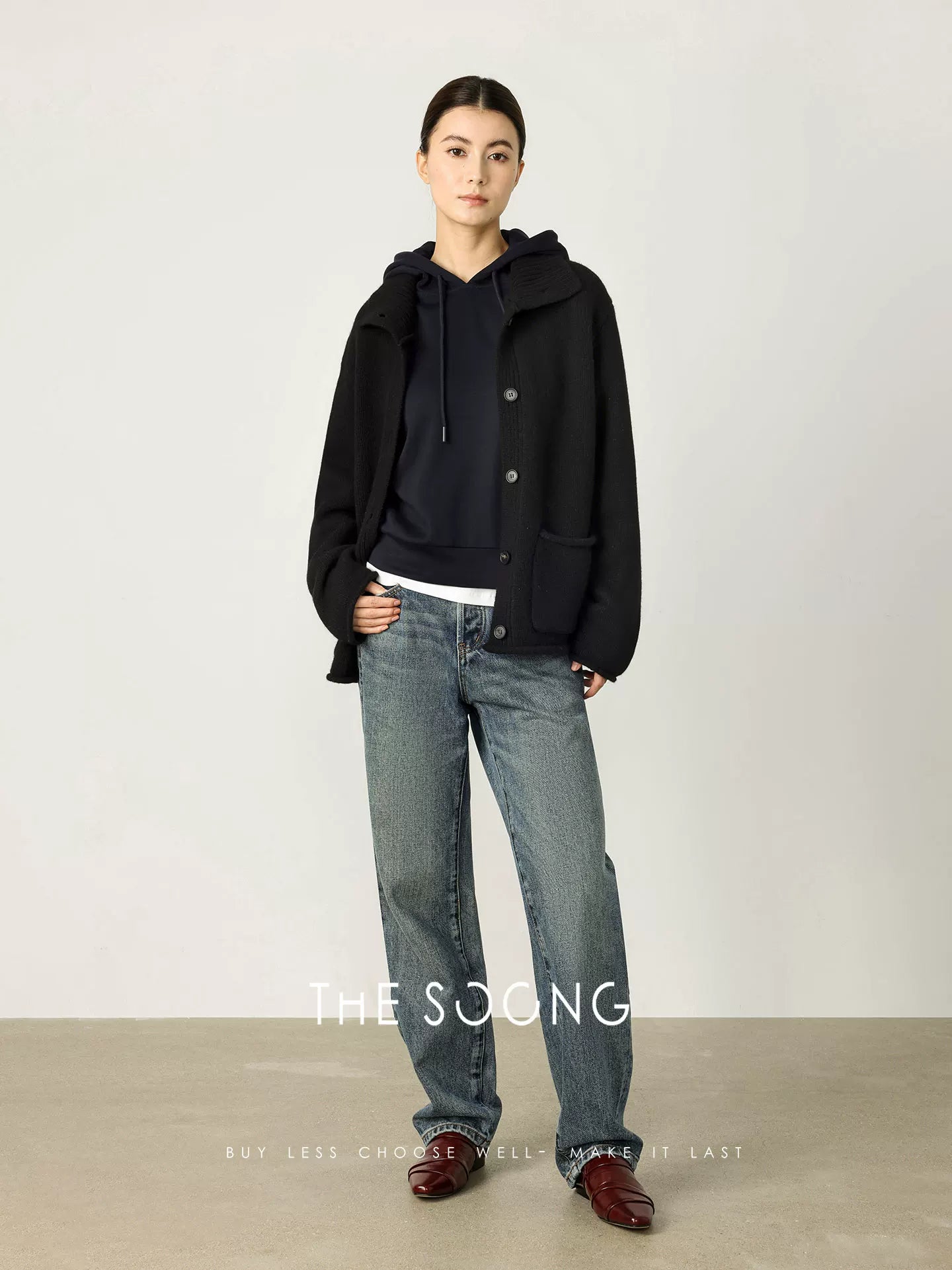 THESOONG/ Minimalist Denim for Women, Spring New Mid-rise Slimming Narrow Straight Long Pants 3060