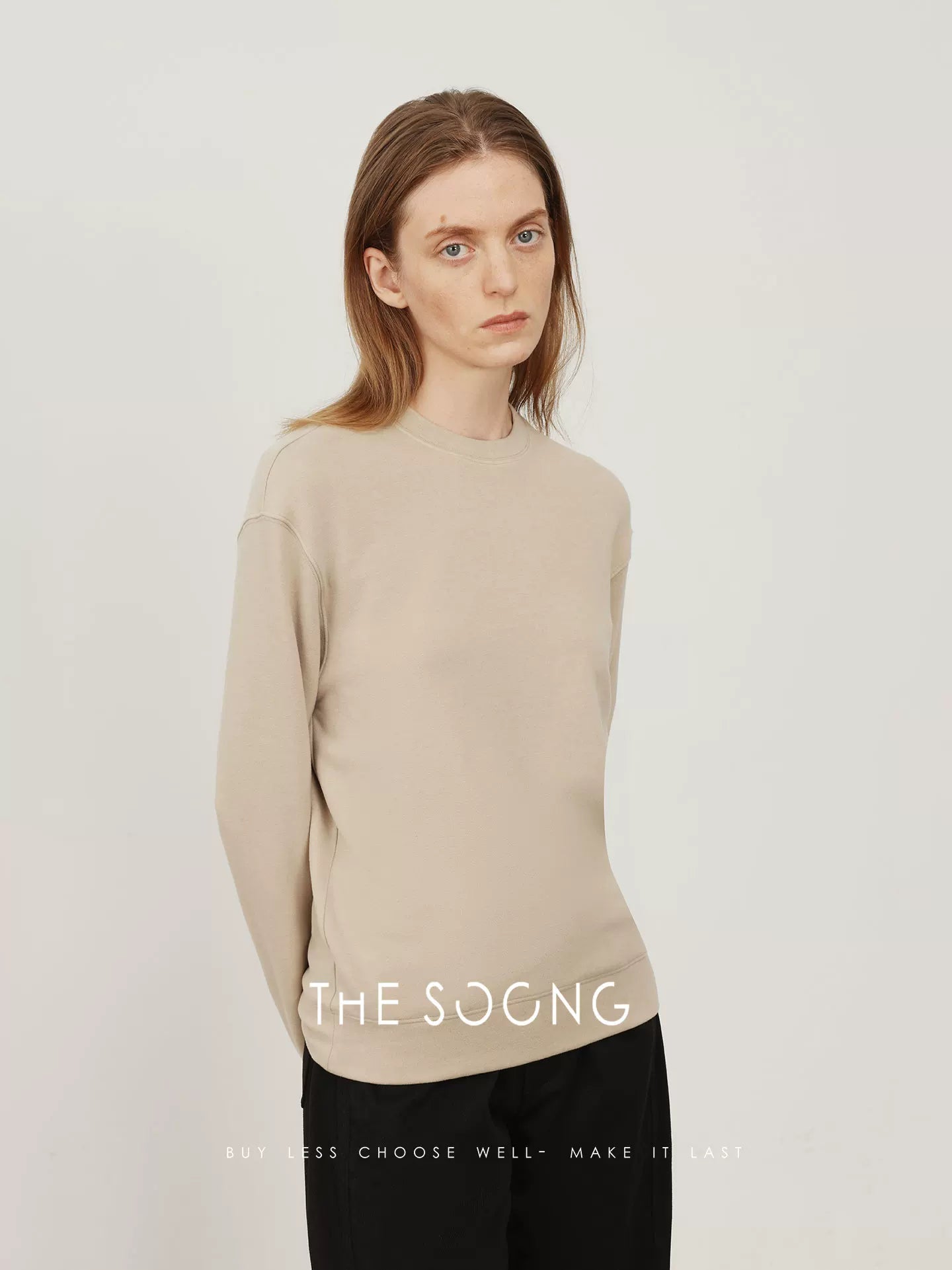 THESOONG/Autumn/Winter New Minimalist Style Tencel Wool Blend Round Neck Casual Pullover Sweatshirt for Women 8245