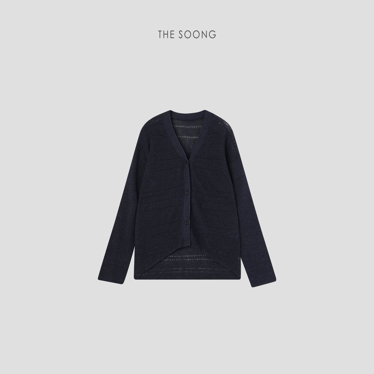 THESOONG/Leisure Time, Lyocell Hollow Ribbed V-Neck Dropped Shoulder Cardigan Jacket 6487