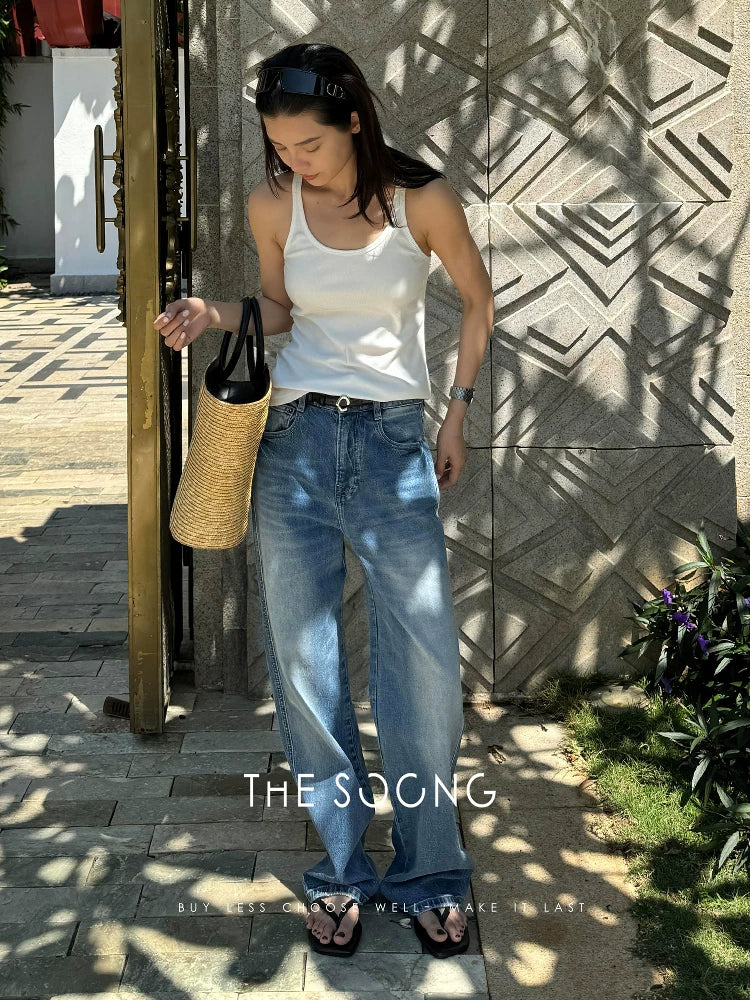 THESOONG/ Loved Every Season, Austrian Fine-denier Modal Imported Woven Straight Jeans 6639