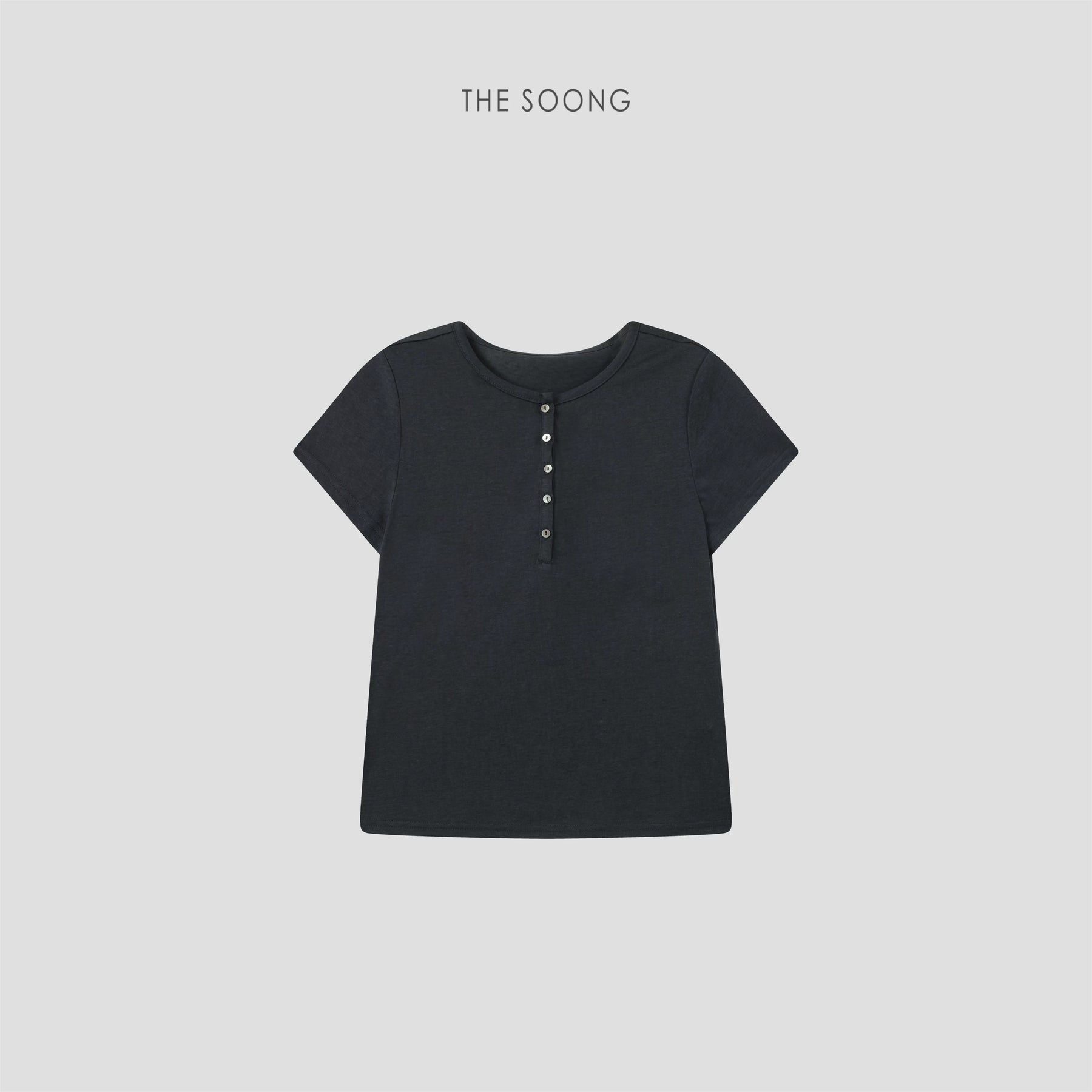 THESOONG | New Minimalist Basic Cloud Soft Skin-Friendly Crew Neck Polo Short Sleeve T-Shirt Top for Women 9056