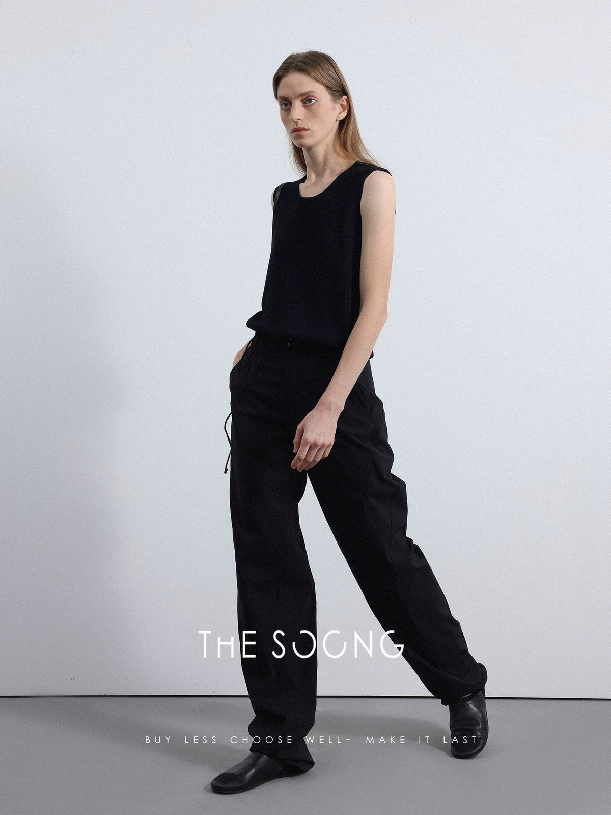 THESOONG/Tailored Fashion Pants Handwoven Waist Drawstring Draped Elastic Wide-Leg Casual Pants 8048