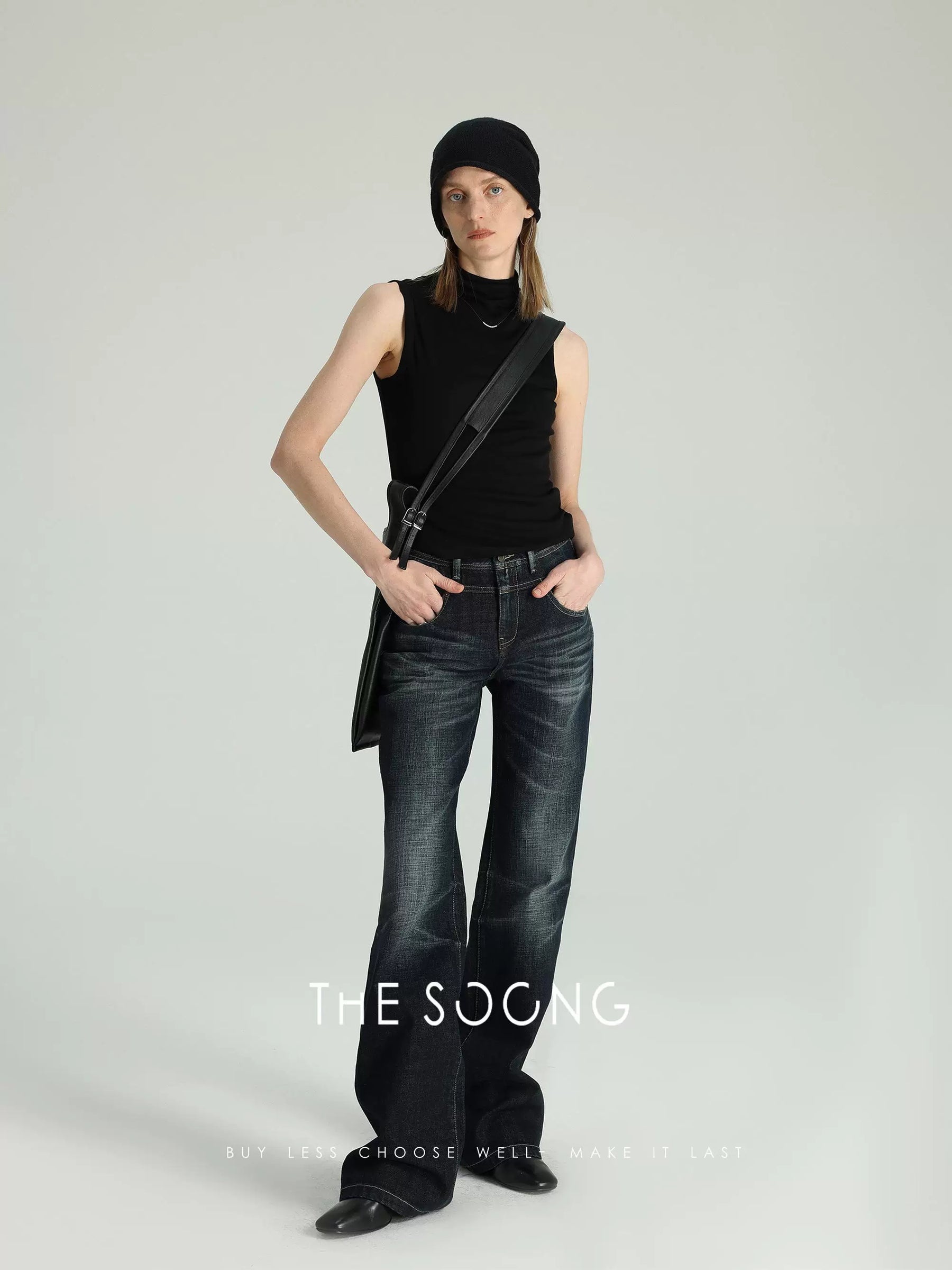 THESOONG/Minimal Moment Spring/Summer Knitted High-Neck Vest Comfortable Sleeveless Top for Women 6491