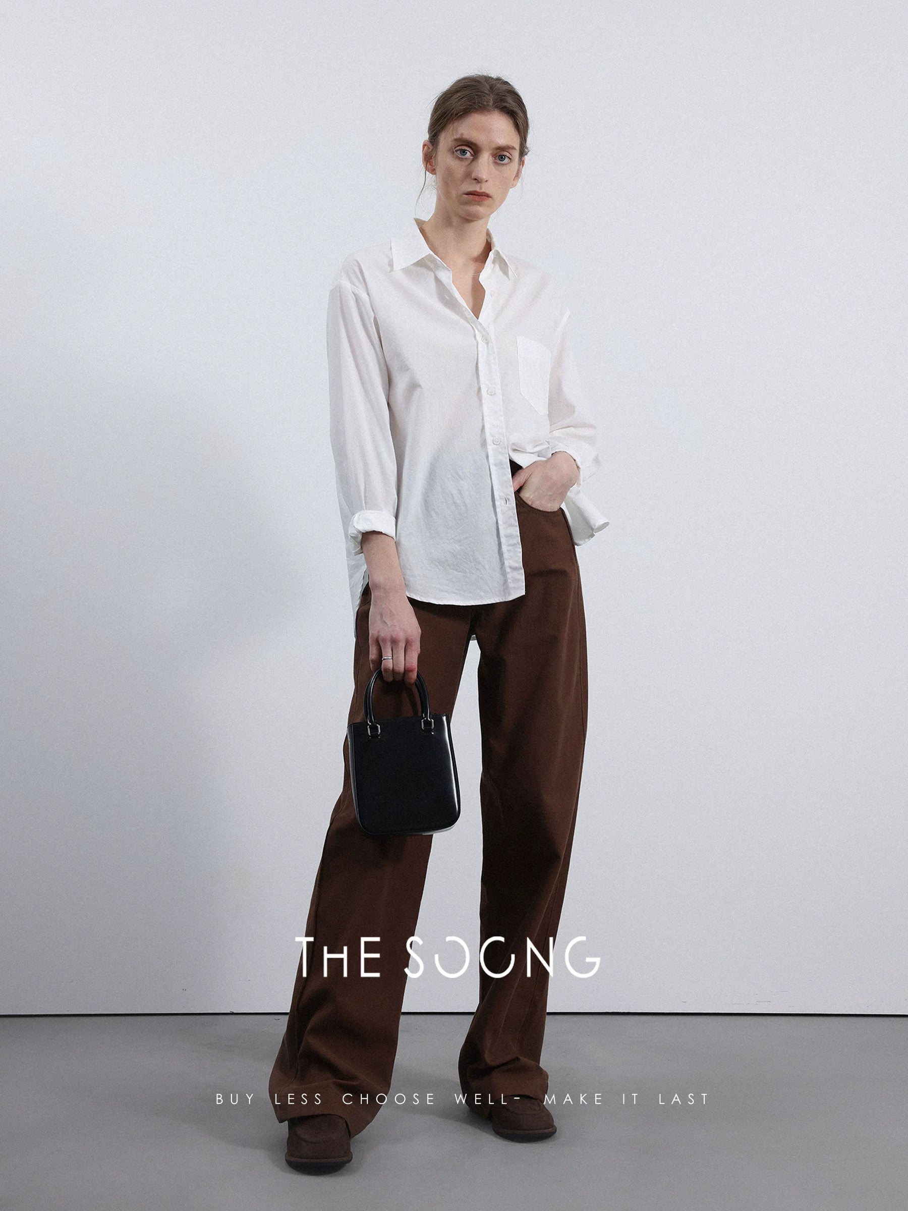 THESOONG / Casual Classic Extra Soft Washed Extra Soft Mulberry Silk Basic White Simple Versatile Shirt for Women