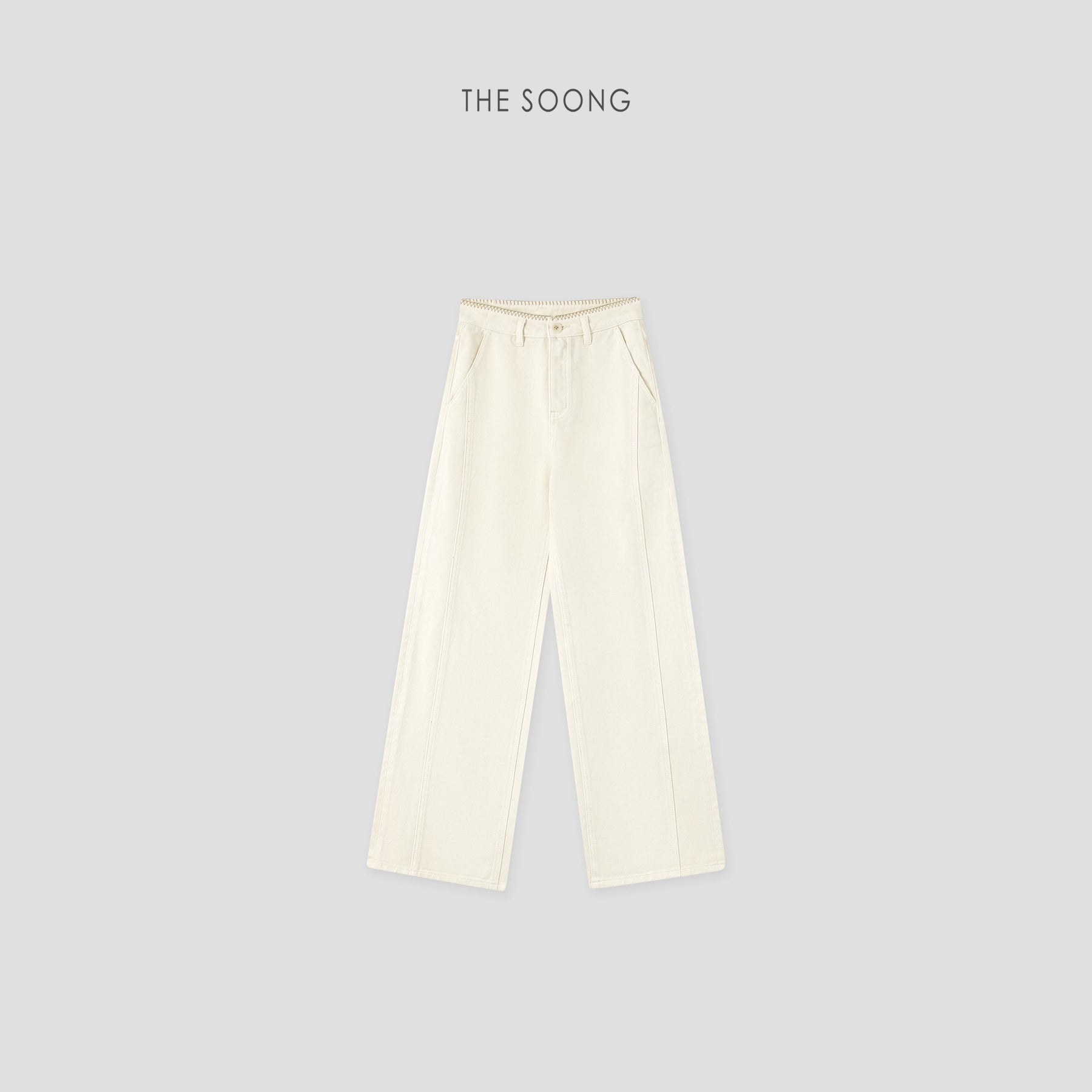 THESOONG/Bud Flower Pants Pure Cotton 11.5 Angao Milled Sand-Washed Mid-Rise Zipper Jeans for Women 6852
