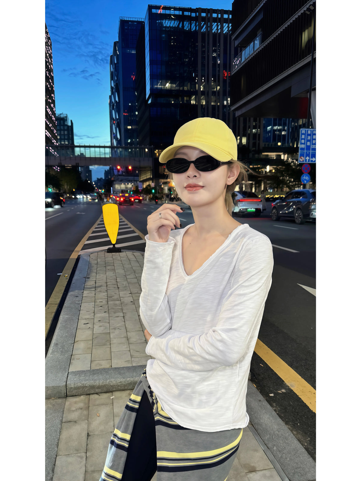 THESOONG/Snow Velvet Early Autumn New Pure Cotton Brushed Soft V-Neck Long-Sleeve Base Shirt Top for Women 9047
