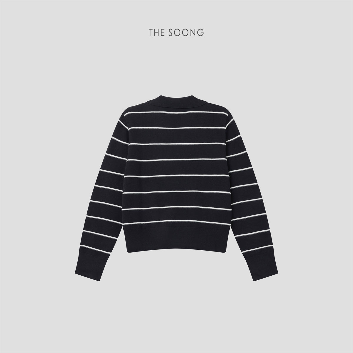 THESOONG/Flexible texture 48-count wool blend striped fake two-piece V-neck sweater 8389