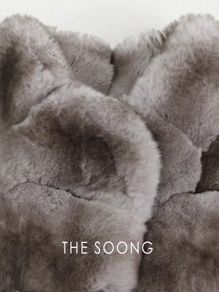 THESOONG/ Grade 3 100% Rex rabbit hair classic high-quality plush lightweight warm fur vest 9560