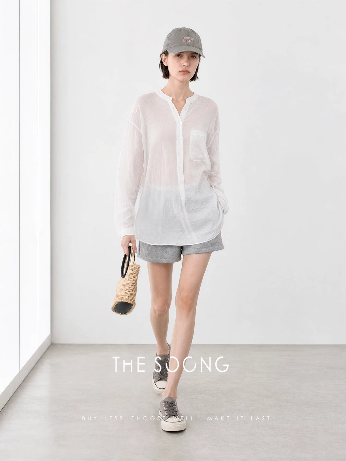 THESOONG / 100% linen shirt for women, summer loose long sleeve, stone-washed soft sun-protection top HWCS9382