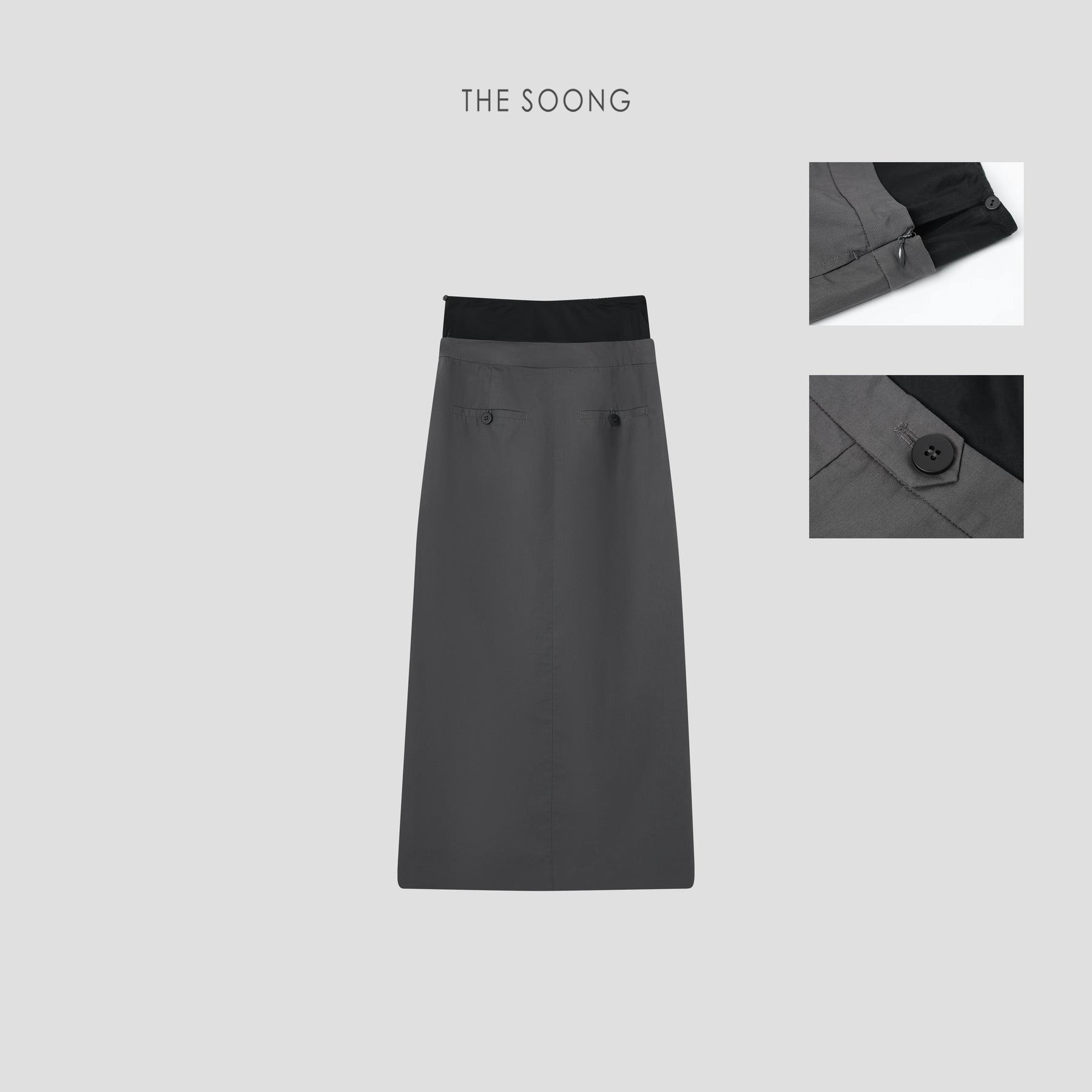 THESOONG/Paper-Feel Lightweight 100% Cotton Soft Breathable Line-Style Versatile Mid-Rise Mid-Length Skirt 7192