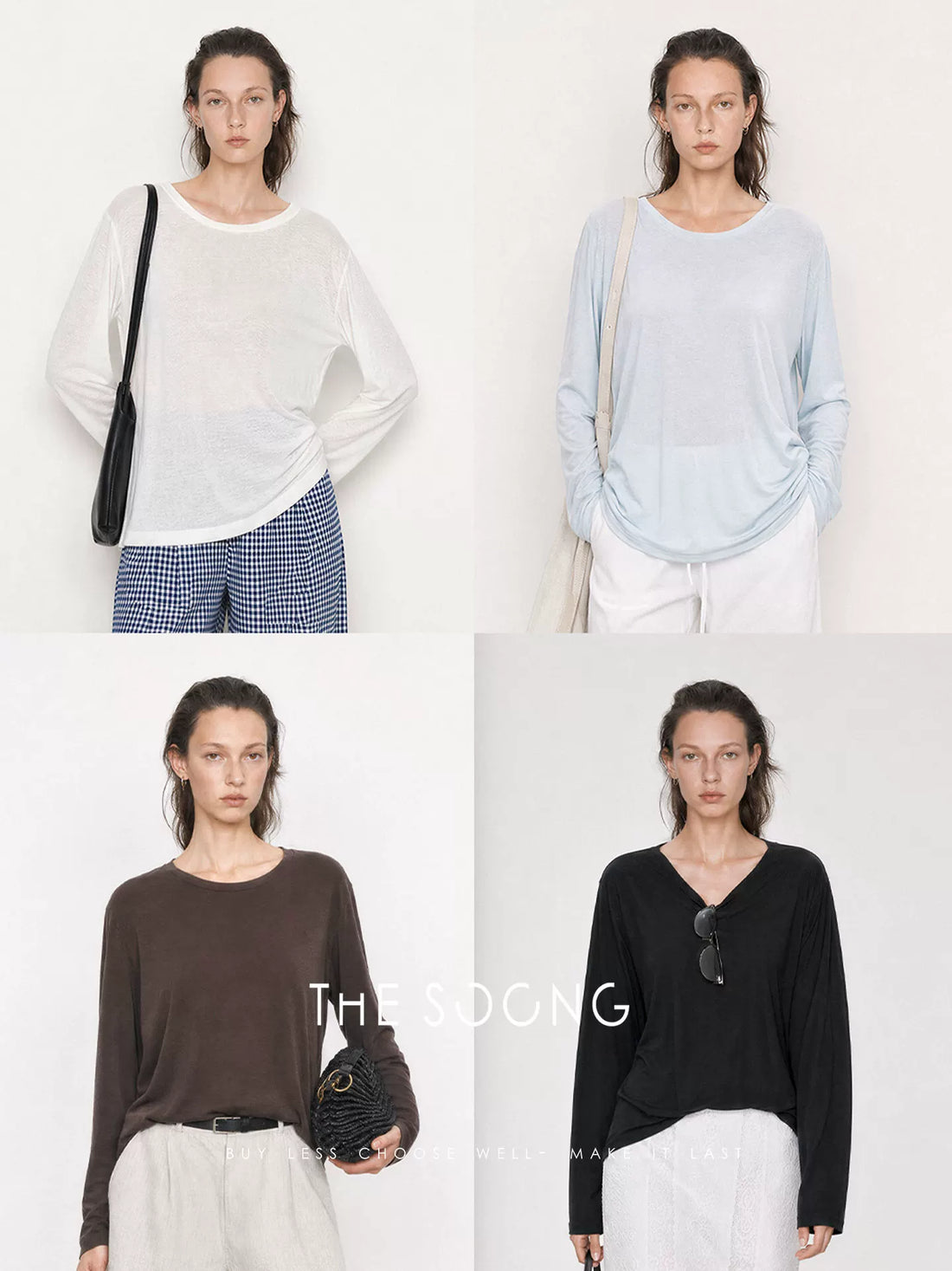 THESOONG / Summer Savior Tencel Linen Blend Silky Draped Anti-Pilling Breathable Long Sleeve T-Shirt 9121