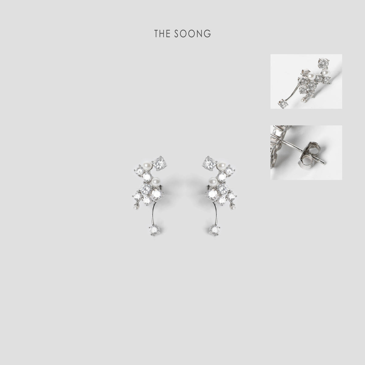 THESOONG/Sky full of stars French craftsmanship polished hand-set zircon anti-oxidation earrings B6995