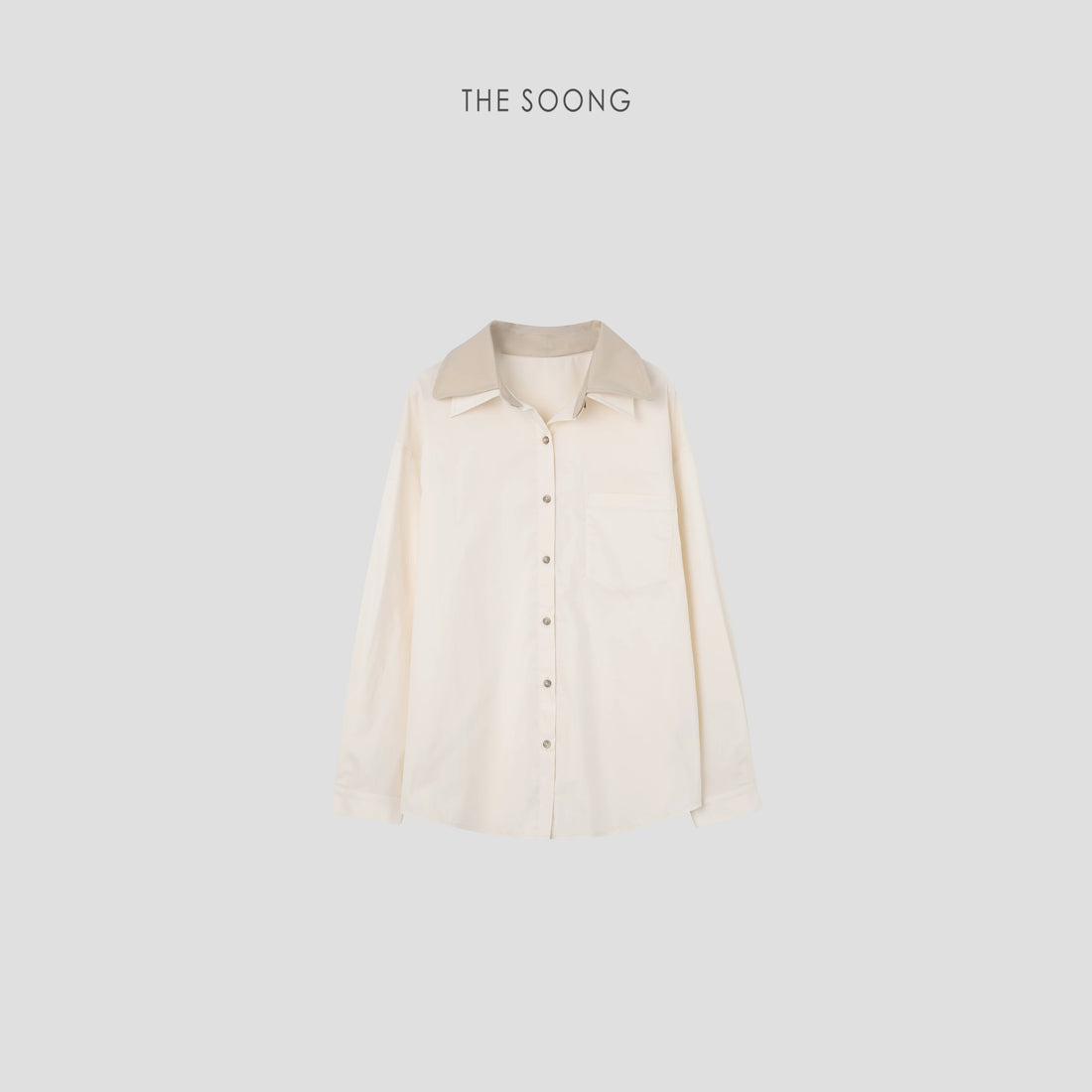 THESOONG/ Early autumn plain weave wrinkle-resistant smooth shirt casual versatile long-sleeve shirt jacket 6049