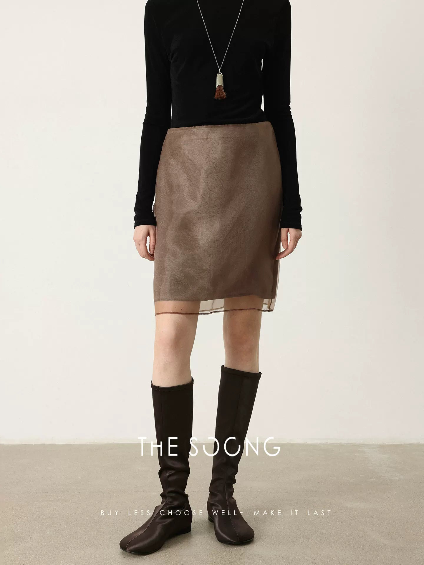 【Clearance 3】Early autumn straight elegant half skirt for women spliced version showing figure popular H-shaped mid-waist HBQZ6930