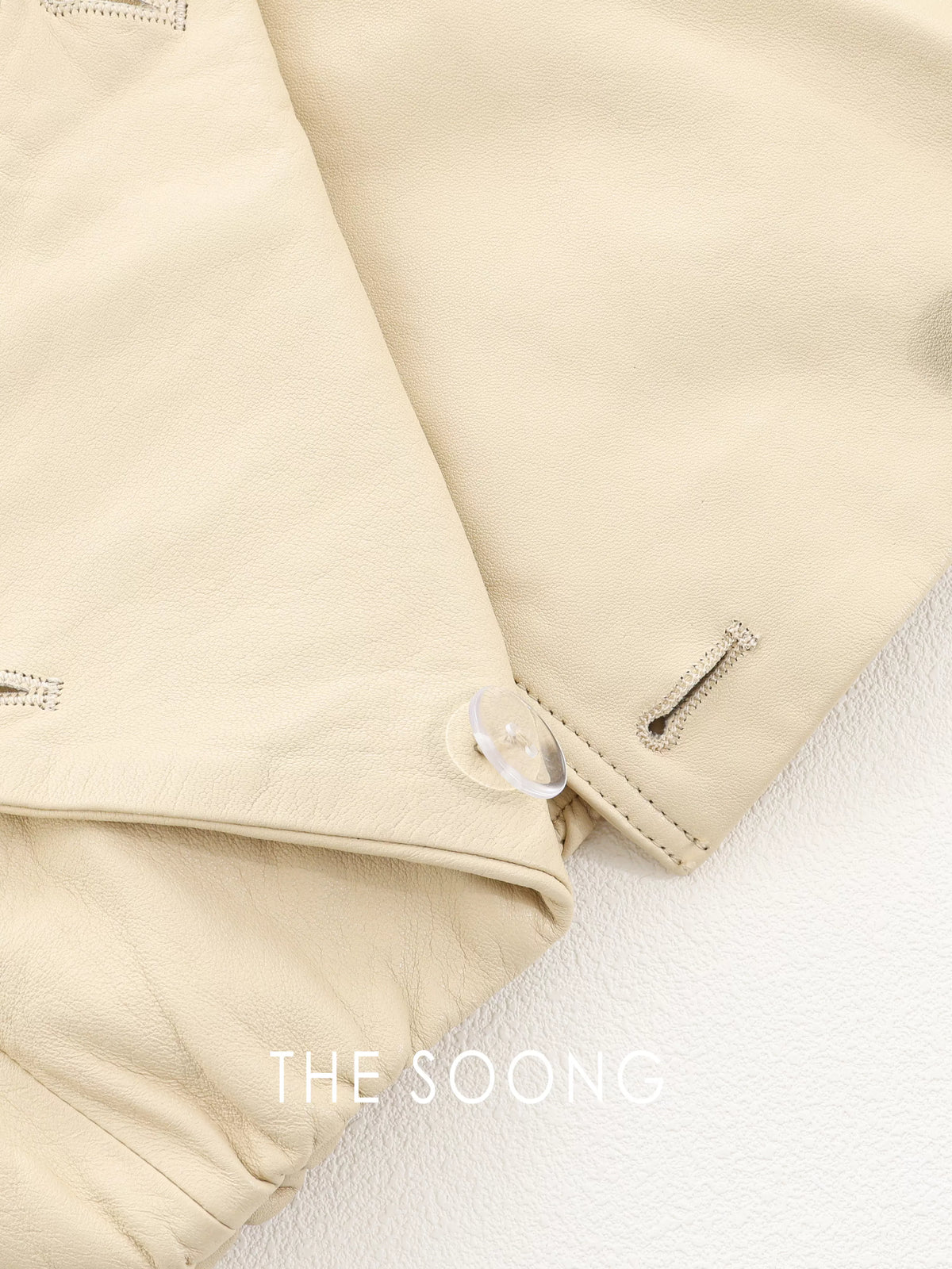 THESOONG/Leather Trench Coat Spanish Imported First Layer Vegetable-Tanned Lambskin Short Double-Breasted Leather Jacket, Women 9005