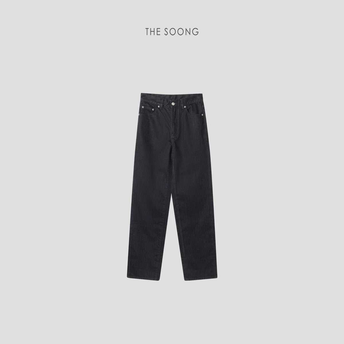 THESOONG/ 12.5oz charcoal black washed non-stretch straight-leg jeans for women plush thick warm pants