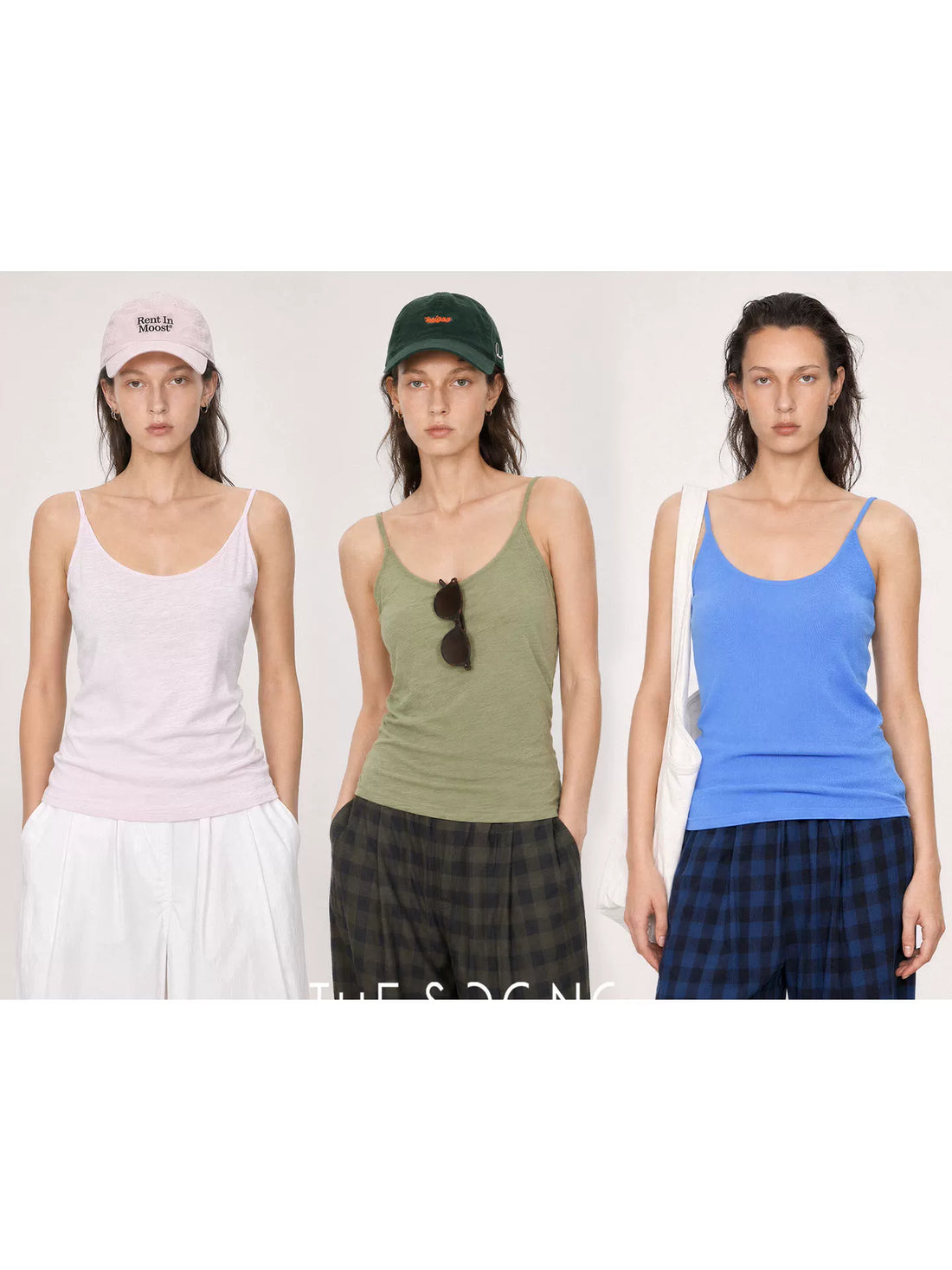 THESOONG/Natural Texture Summer 100% Slub Cotton Stretch Strap Slimming Camisole 9204