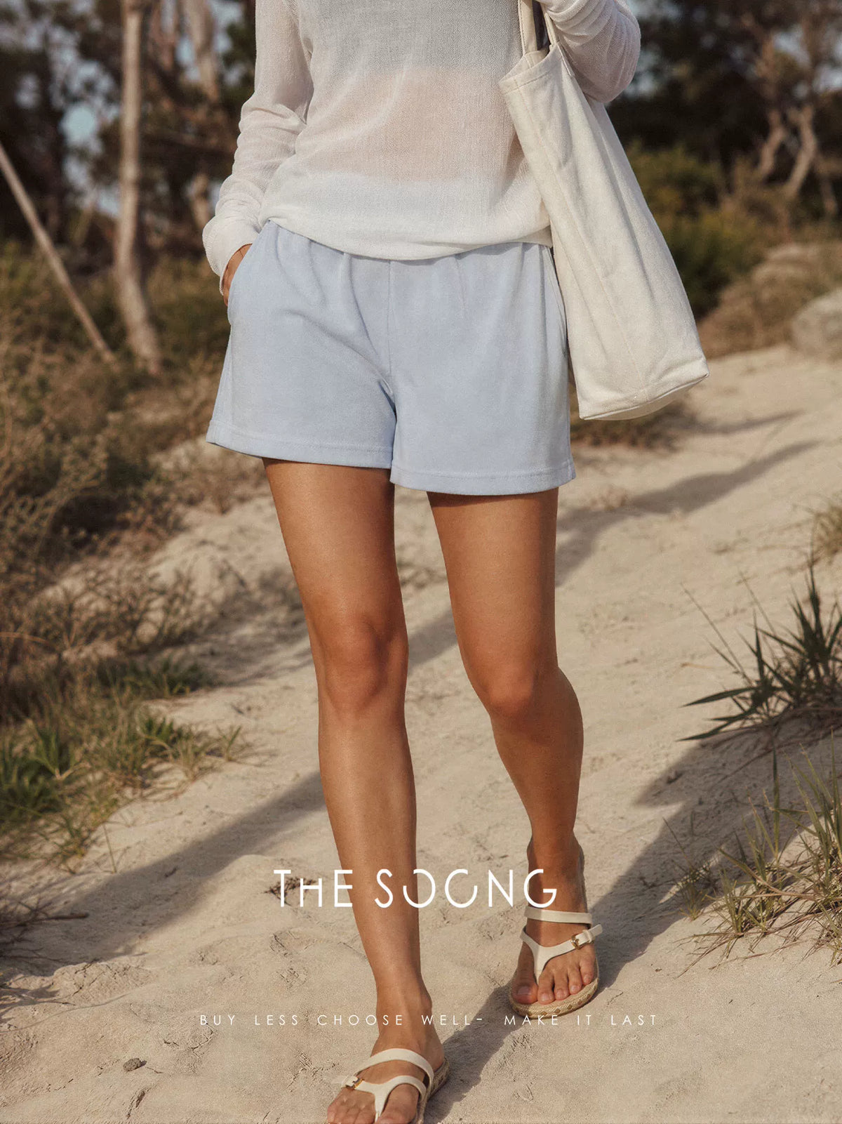 THESOONG/Women's Towel Cotton Shorts, Summer Thin Loose Sports Casual Pants, Elastic Waist Home Pants 9219