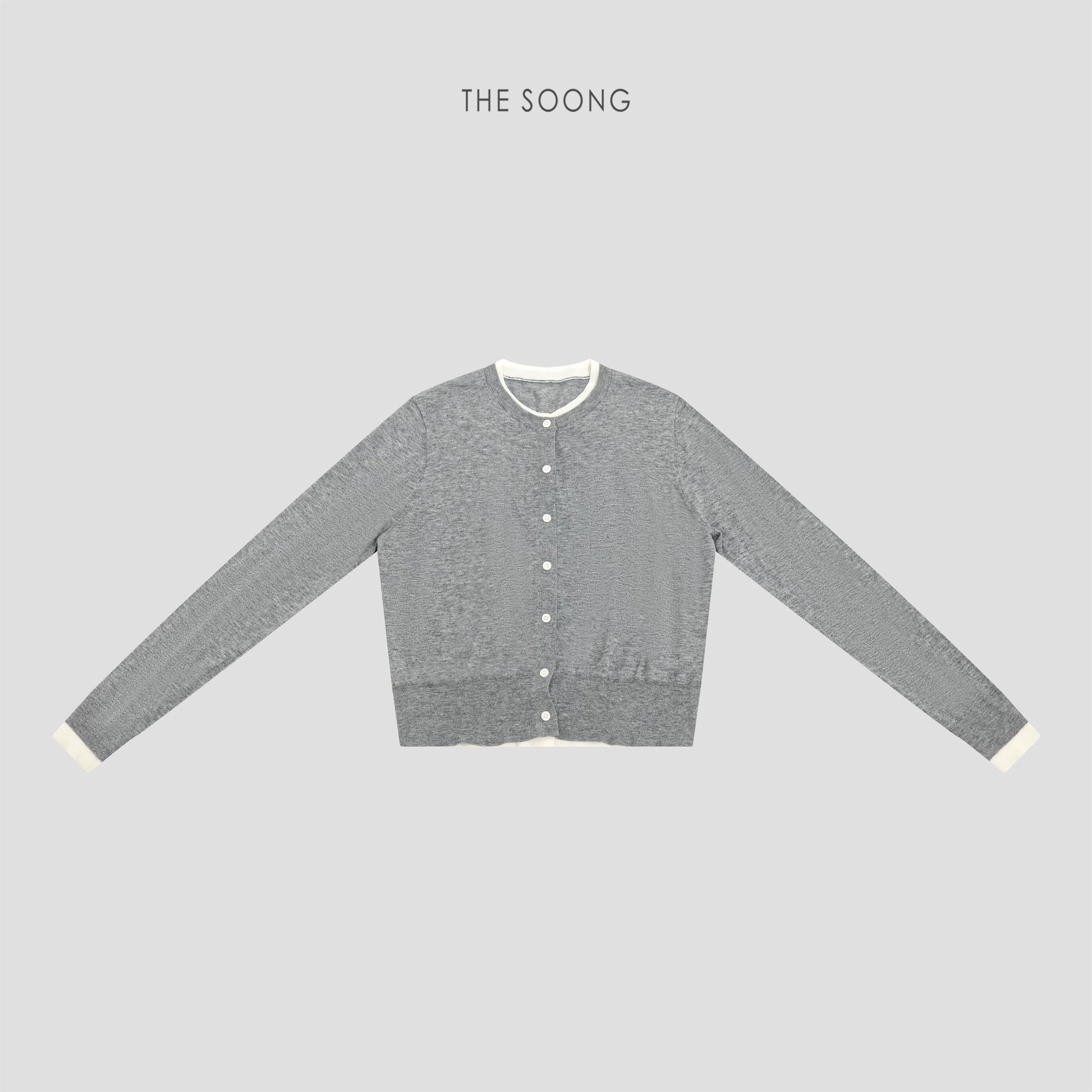 THESOONG/Spring Faux Two-Piece Wool Knit Cardigan Base Shirt Long Sleeve Slim Fit Women HWMY8491