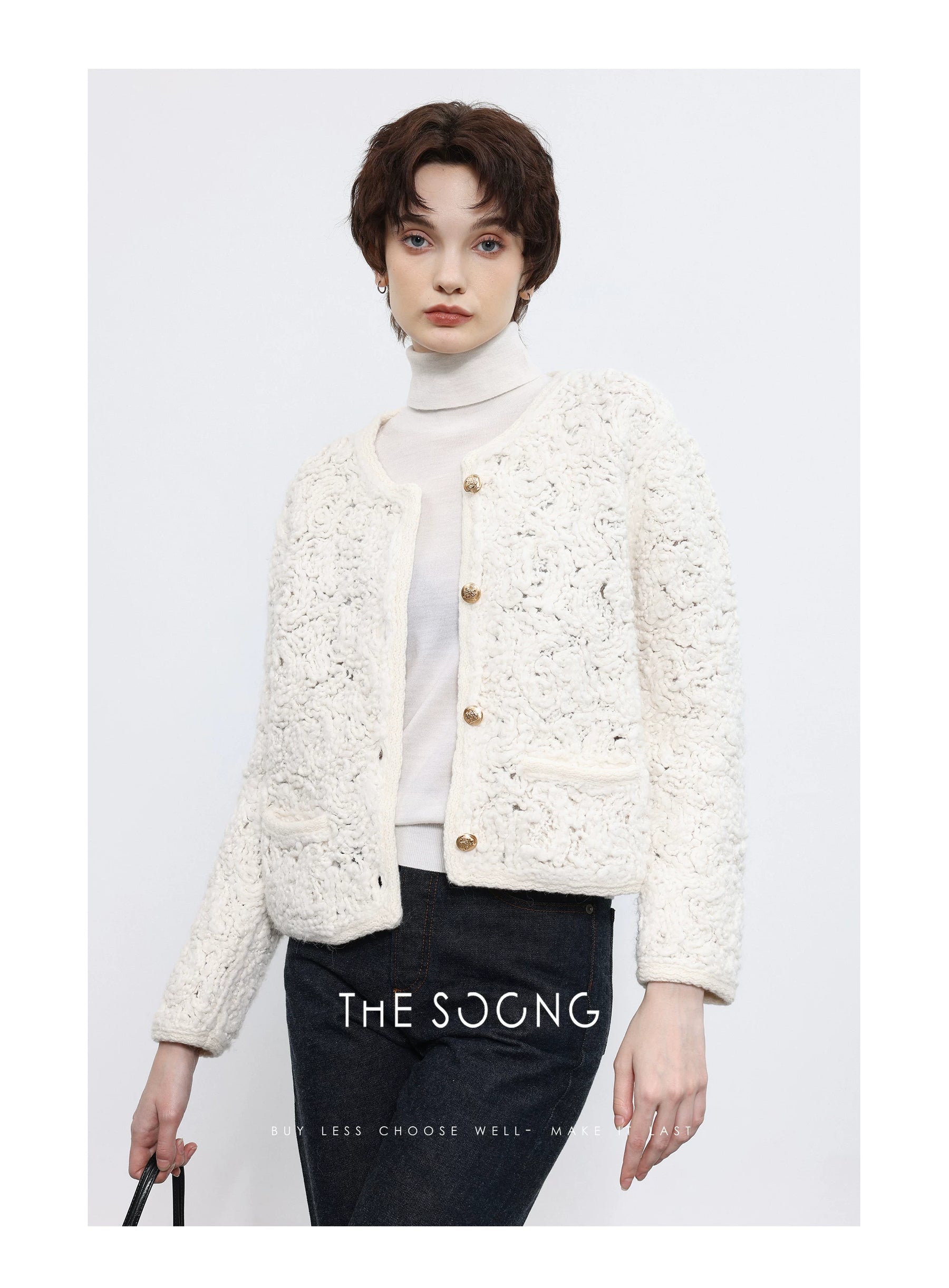 【Clearance Sale of Discontinued Sizes】980g Hand-spun Icelandic Wool Vintage-style Rope Embroidered Spring Women's Long-sleeve BMY222956