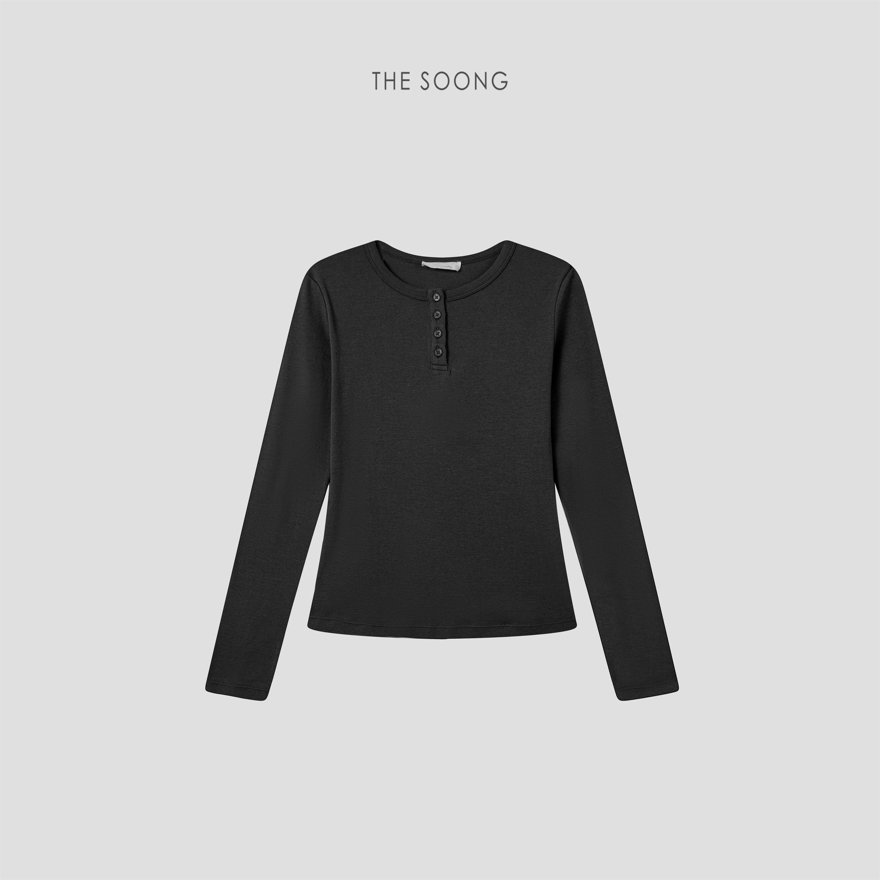 THESOONG/Simple Henry Early Autumn New Classic Basic Henry Neck Long Sleeve Top for Women 9436