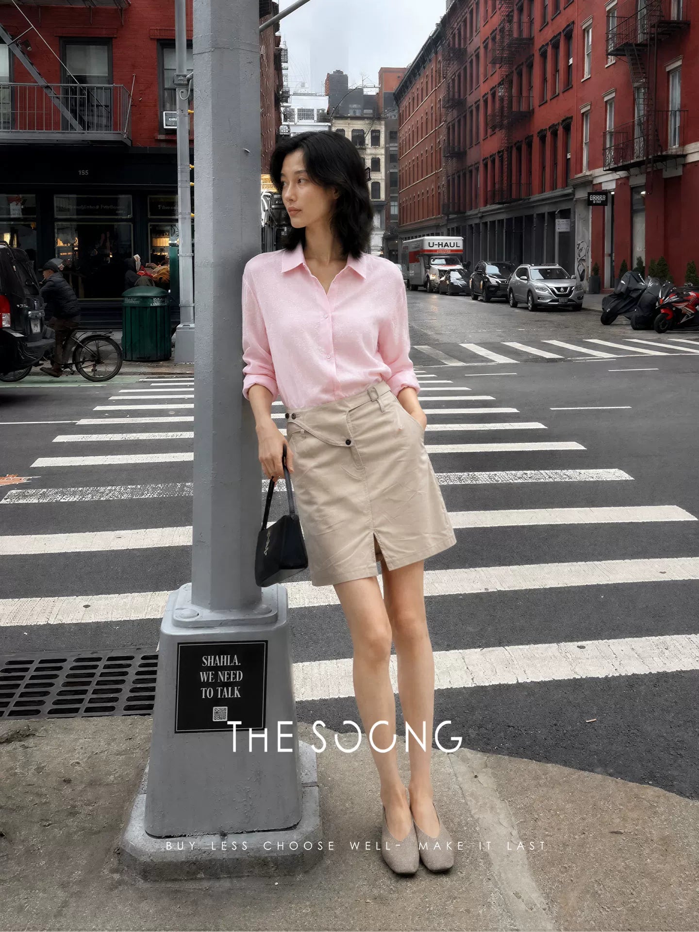 THESOONG/Fine Twill Workwear Skirt Women's Summer Straight Slight A-Line Irregular Waist Short Skirt HWQZ9318