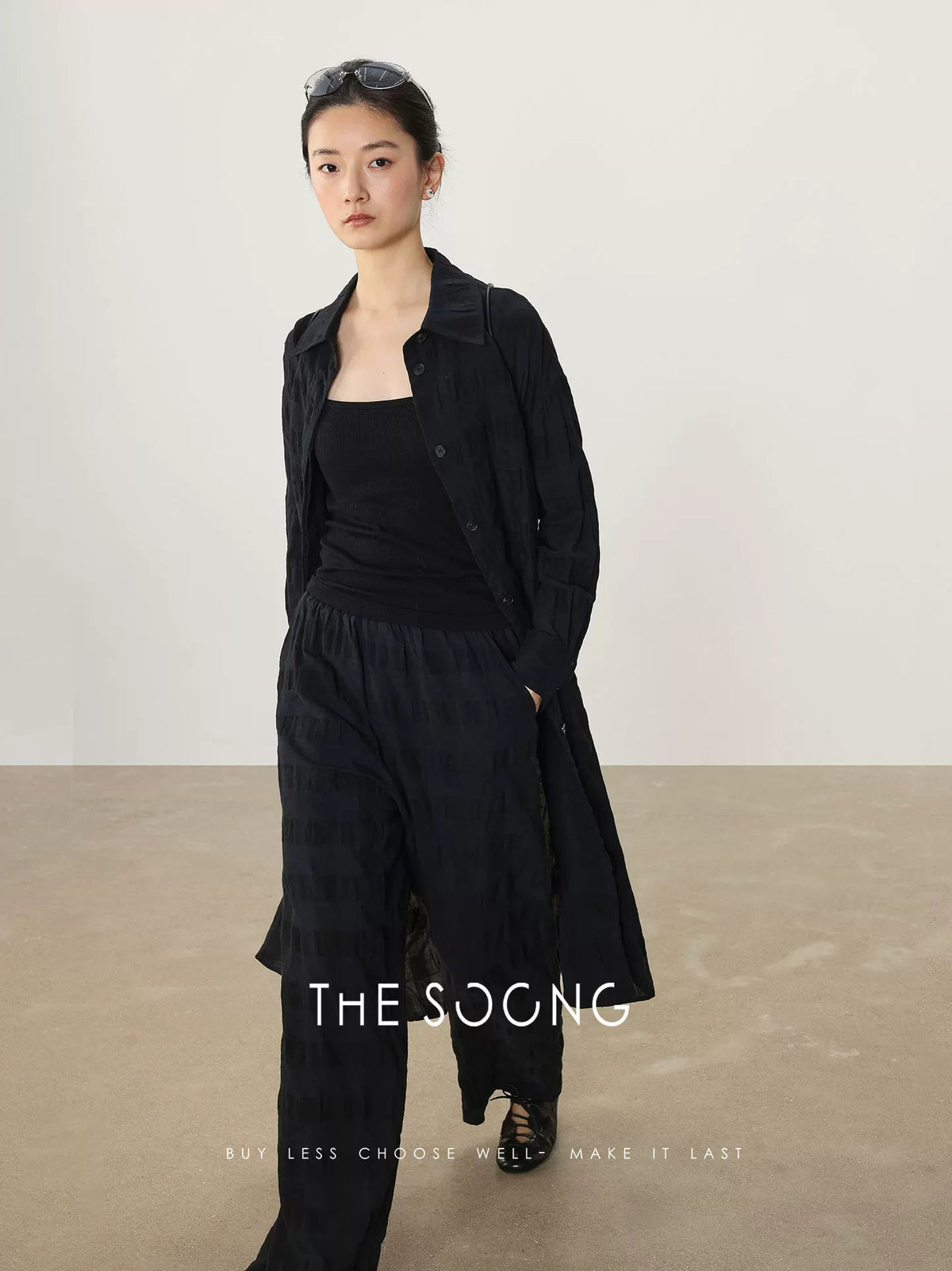 THESOONG/Spring New Casual Linen Fashion Set for Women, Long-Sleeve Cardigan HWCS8533/HWQZ8534