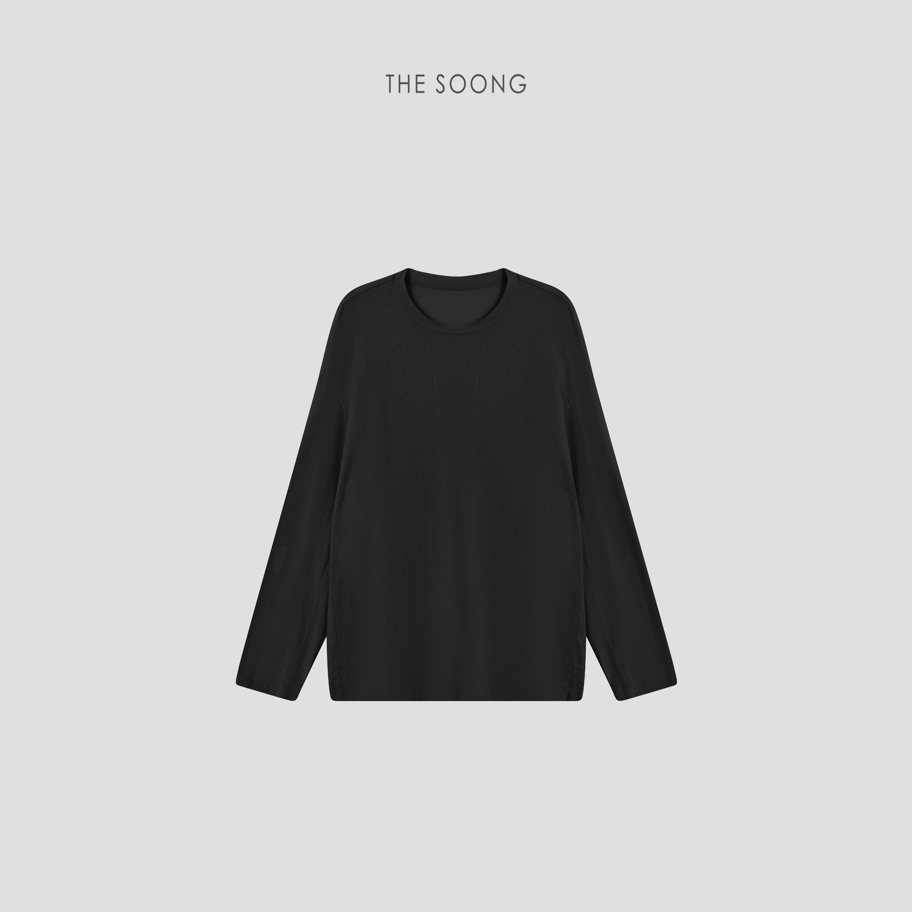 THESOONG/Cocoon T Simple Basic 100% Paper-Feel Cotton Round Neck Loose Solid Long Sleeve T-Shirt for Women 8819