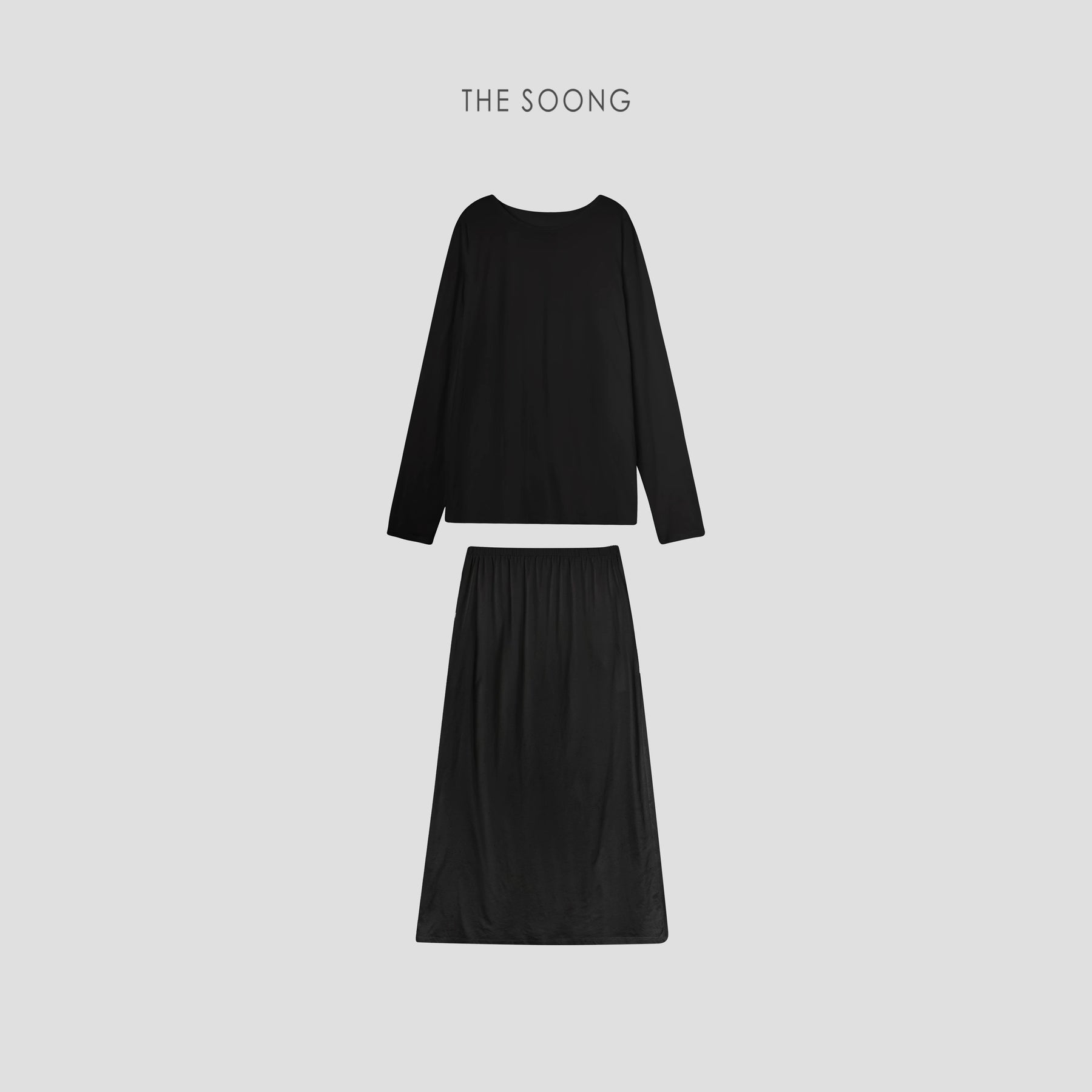 THESOONG/Snow White 100% Long-Staple Cotton Lightweight Thin T-Shirt and Skirt Relaxed Set for Women 5253