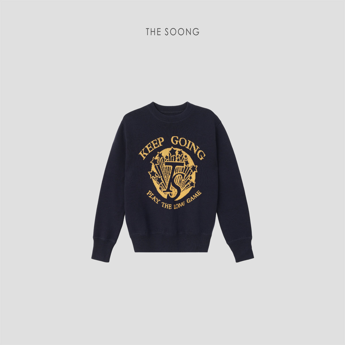 THESOONG/Star badge high-count wool-cotton blended twisted double yarn colorway jacquard sweater 8899