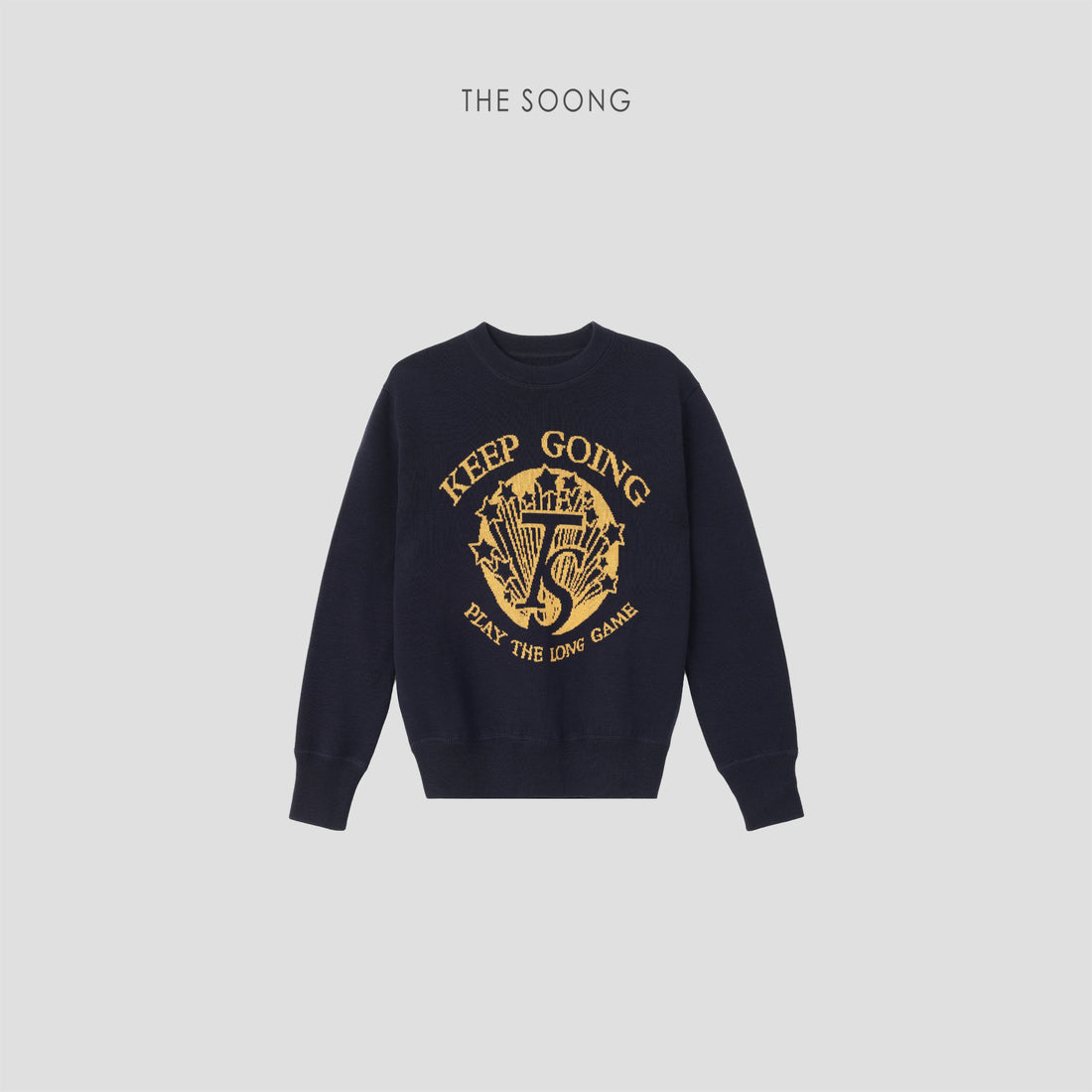 THESOONG/Star badge high-count wool-cotton blended twisted double yarn colorway jacquard sweater 8899