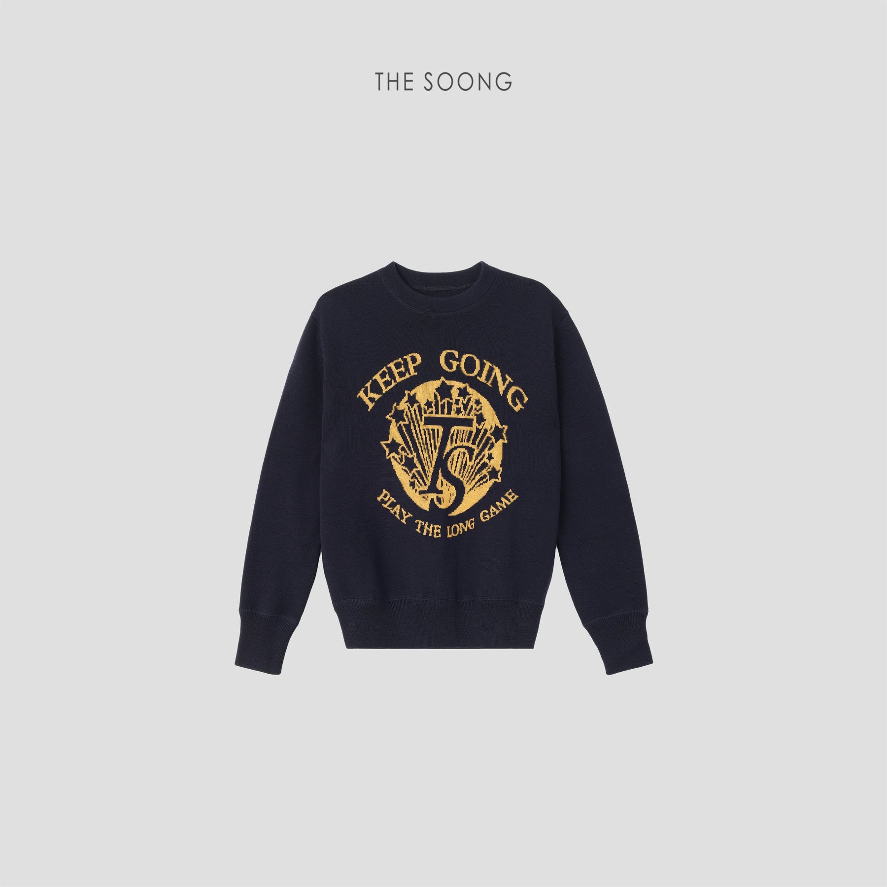 THESOONG/Star badge high-count wool-cotton blended twisted double yarn colorway jacquard sweater 8899