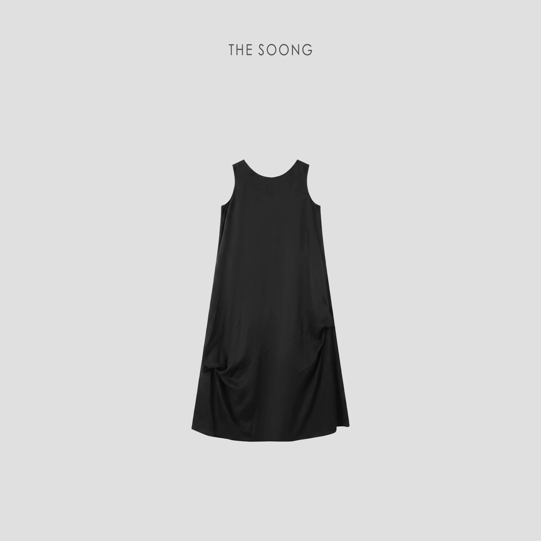 THESOONG/Flowing Like a Waterfall Summer Thin 100% Tencel Asymmetric Sleeveless Dress 5958