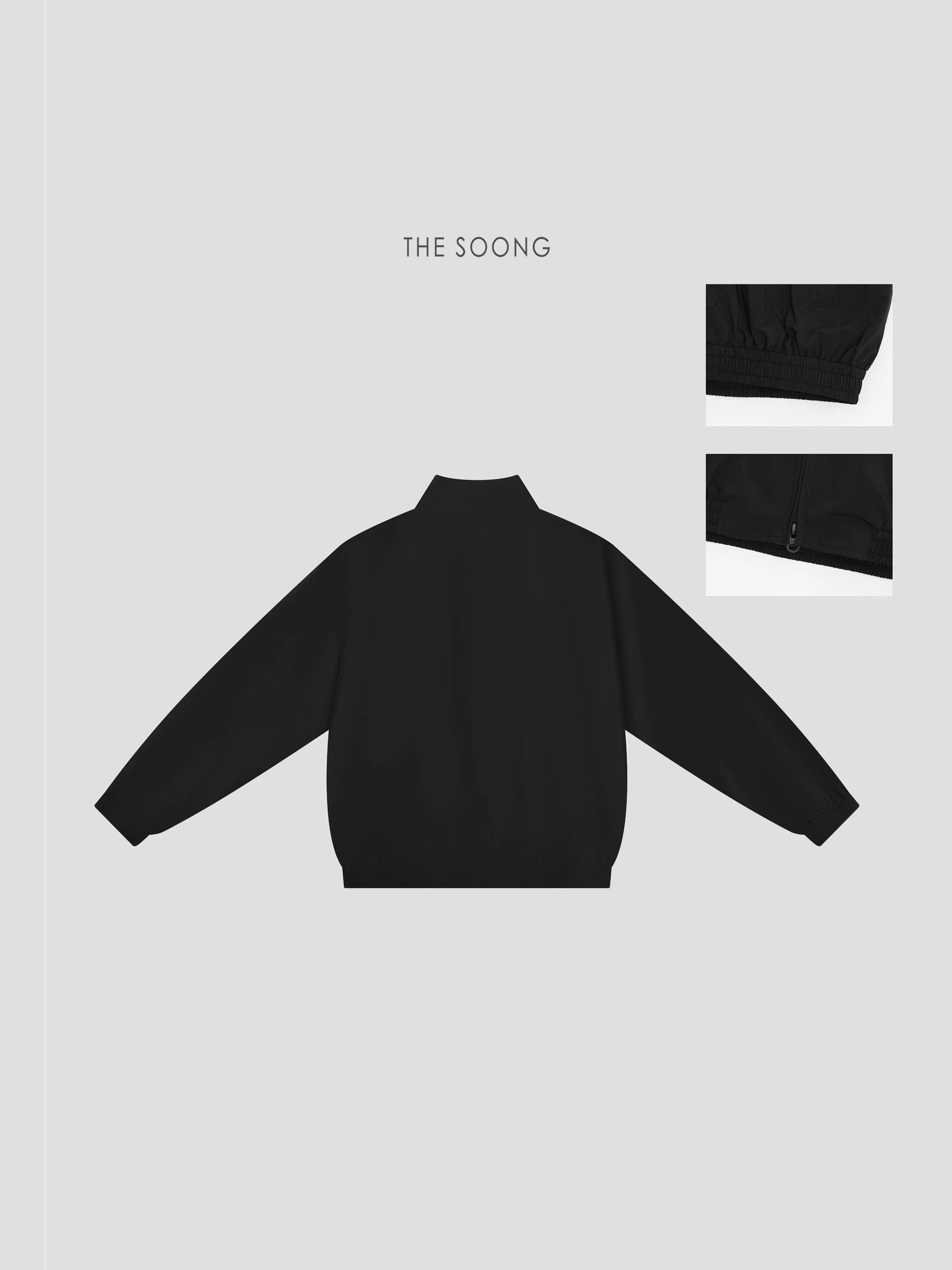 THESOONG/Silent Jacket Black Stand Collar Zipper Light Outdoor Windproof Cuff Casual Jacket for Women 7573