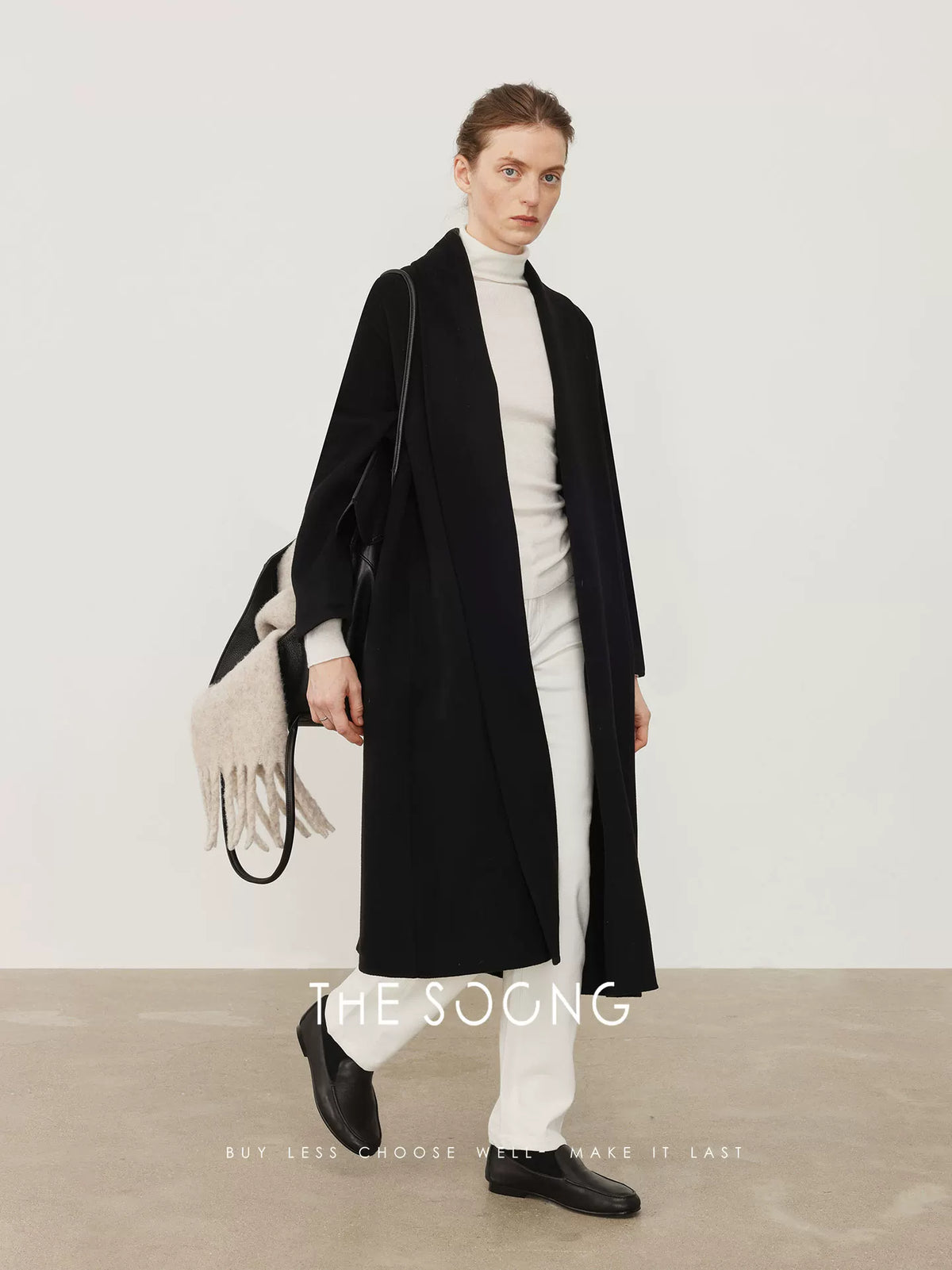 THESOONG/Moody warmth, classic cashmere wool patched sleeve relaxed coat jacket 8078